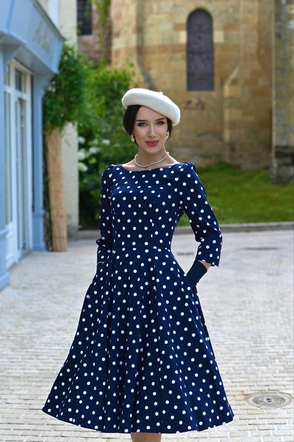Hearts & Roses London A-Linien-Kleid Blakely Polka Dot Vintage Retro Fit-N- günstig online kaufen