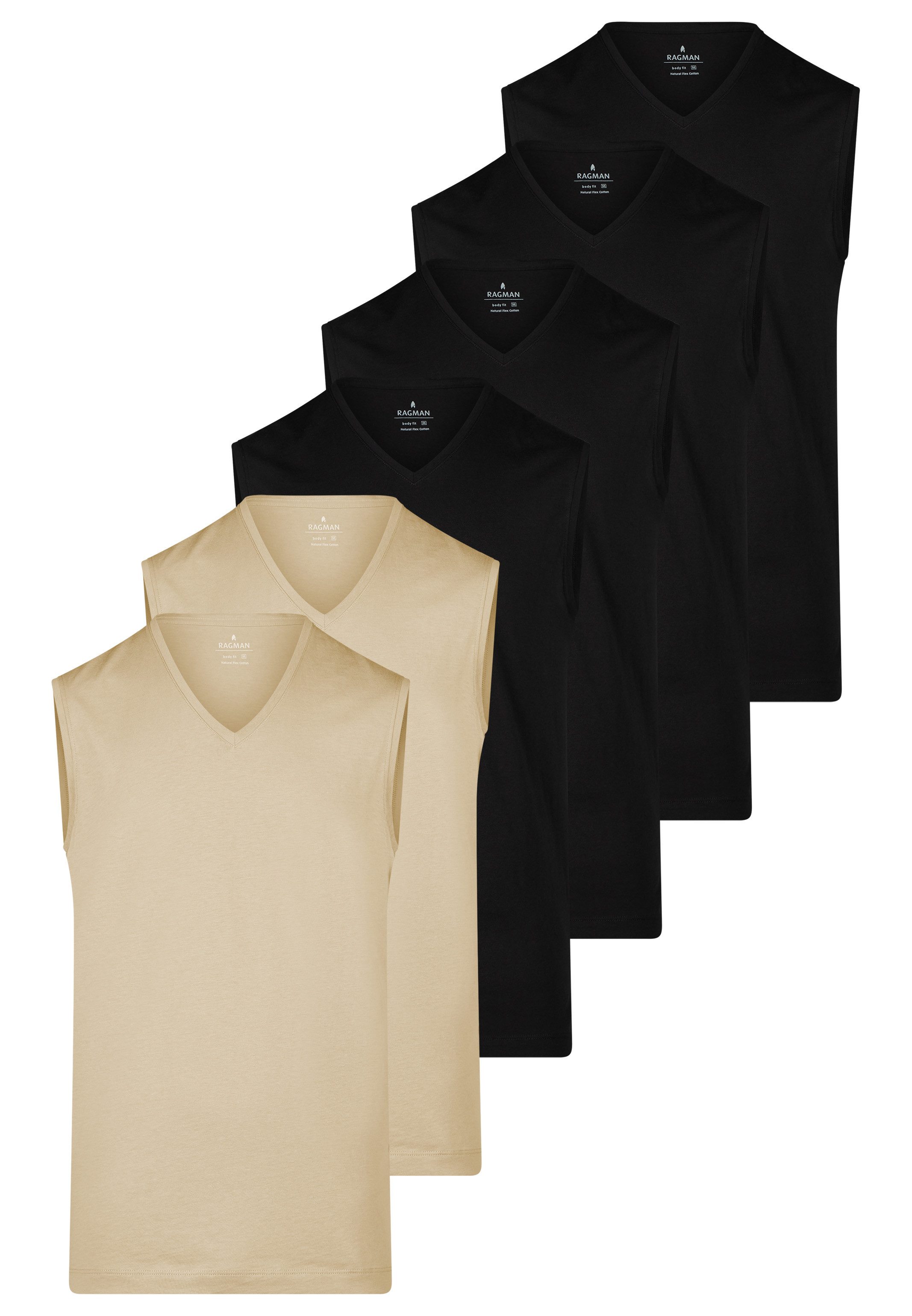 RAGMAN Unterhemd 6er Pack Basic (Spar-Set, 6-St) Unterhemd / Tanktop - Baumwolle - Atmungsaktiv