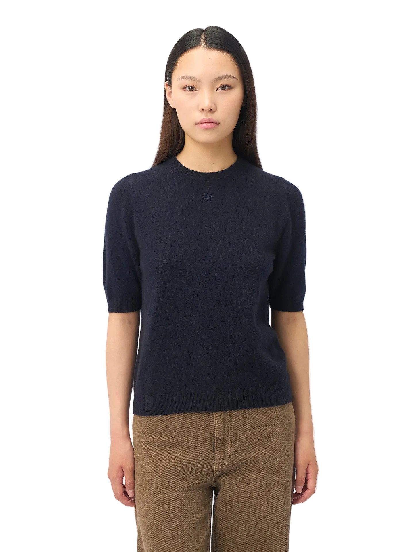 GOBI Cashmere Rundhalspullover Kaschmir-Pullover mit kurzen Ärmeln