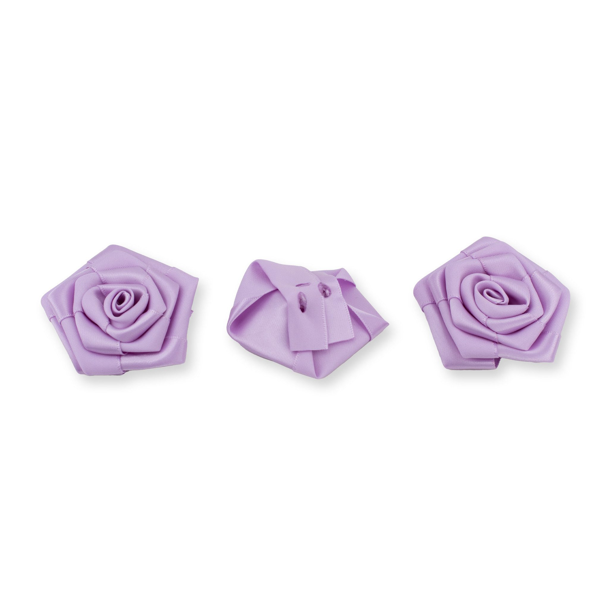 Creativery Streudeko, Satinrosen 6cm zum Basteln & Aufnähen 3 Stück Helllila