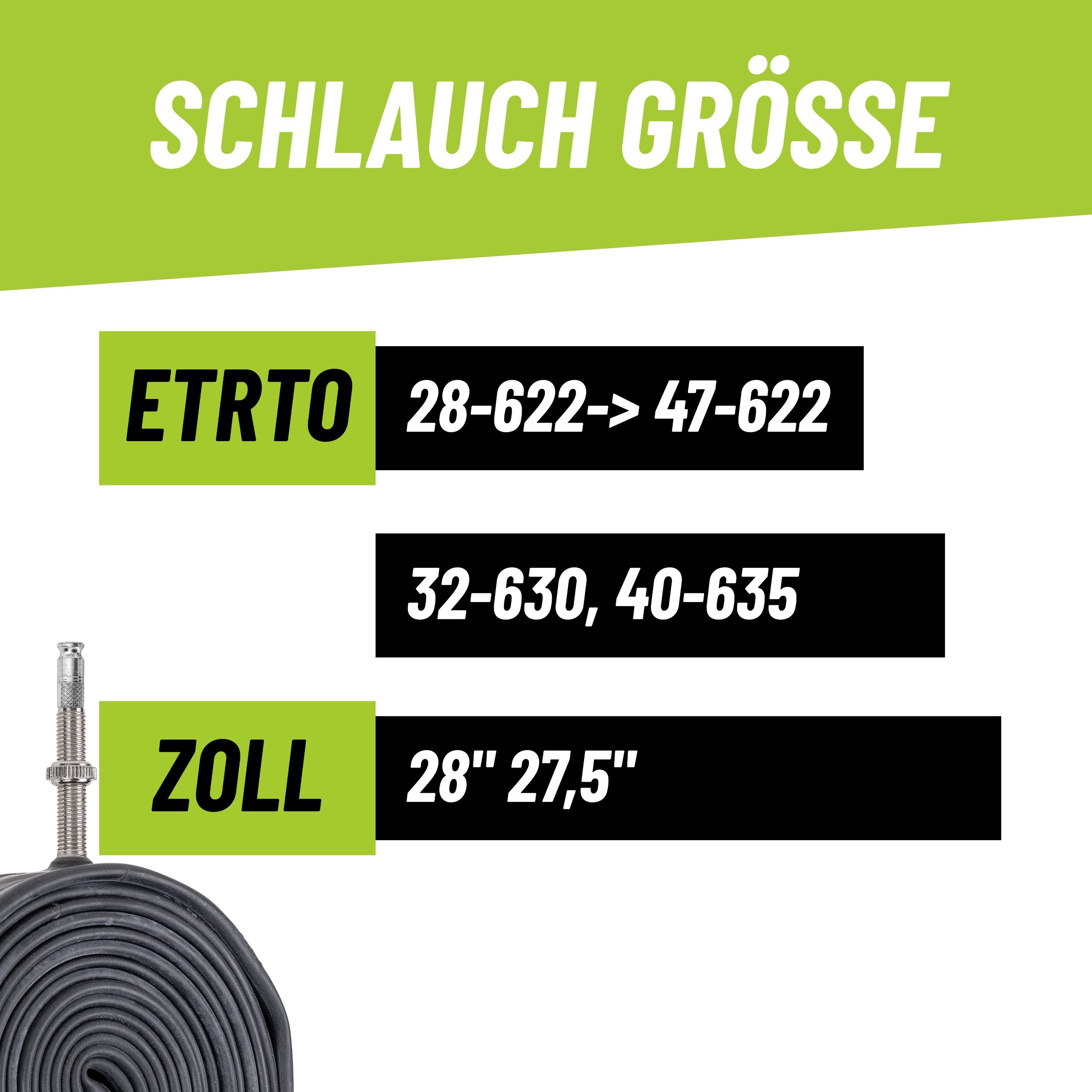 MSZweirad Fahrradschlauch 2er Set Schwalbe Schlauch SCV17 28/47-622/635 40mm + Reifenheber