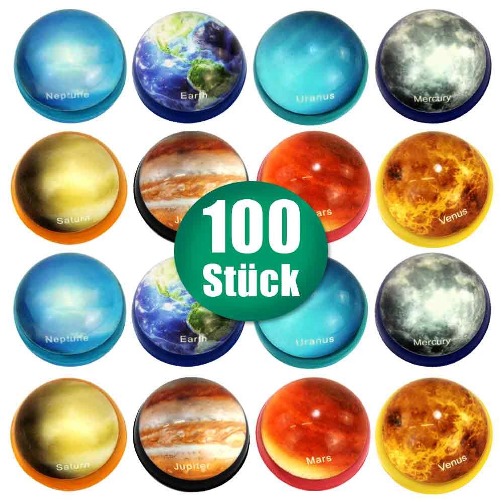 Krüger & Gregoriades Flummi 100 Stück Flummi Planet "Sonnensystem" - ca. 32 mm (100-St)