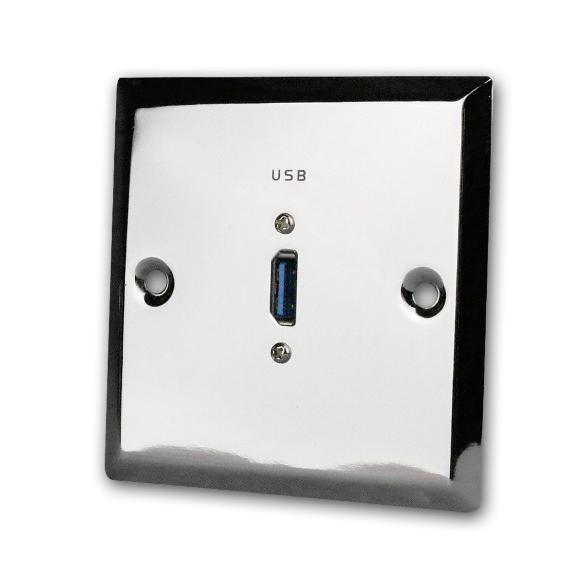 Blanko Blende Wand-Anschlussblende, USB 3.0, Edelstahl gebürstet