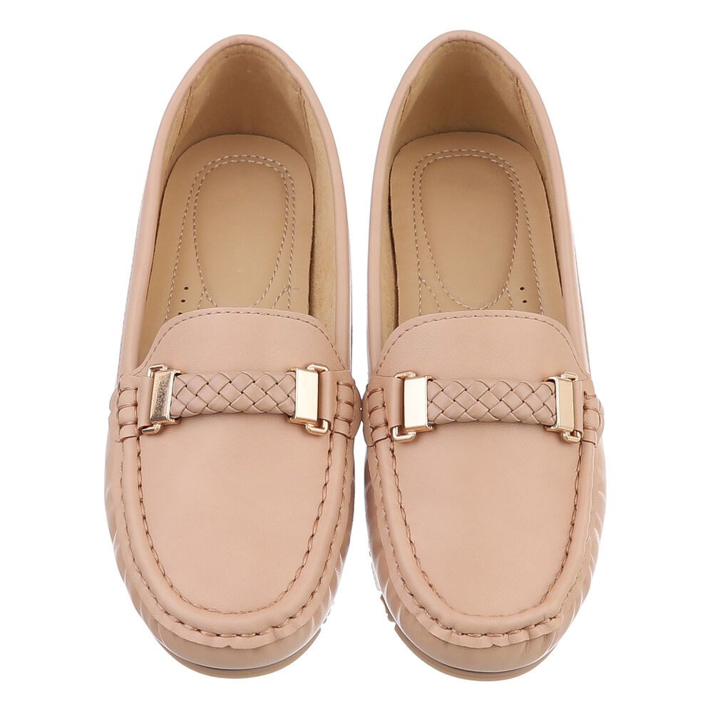 Ital-Design Eleganter Slipper – Bequeme Alltagsschuhe für Damen Slipper (89368812) Flach Mokassins in Hellbraun