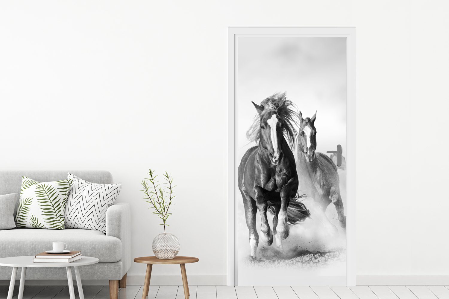 MuchoWow Türtapete Pferde Illustration, - für Tiere Türaufkleber, St), cm Fototapete Matt, (1 Tür, 75x205 - bedruckt
