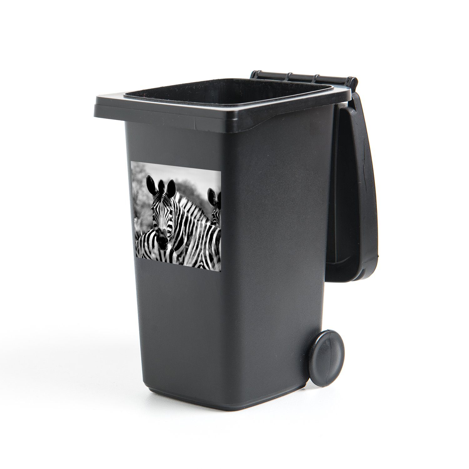 MuchoWow Wandsticker Zebra - Schwarz - Weiß - Tiere (1 St), Mülleimer-aufkleber, Mülltonne, Sticker, Container, Abfalbehälter