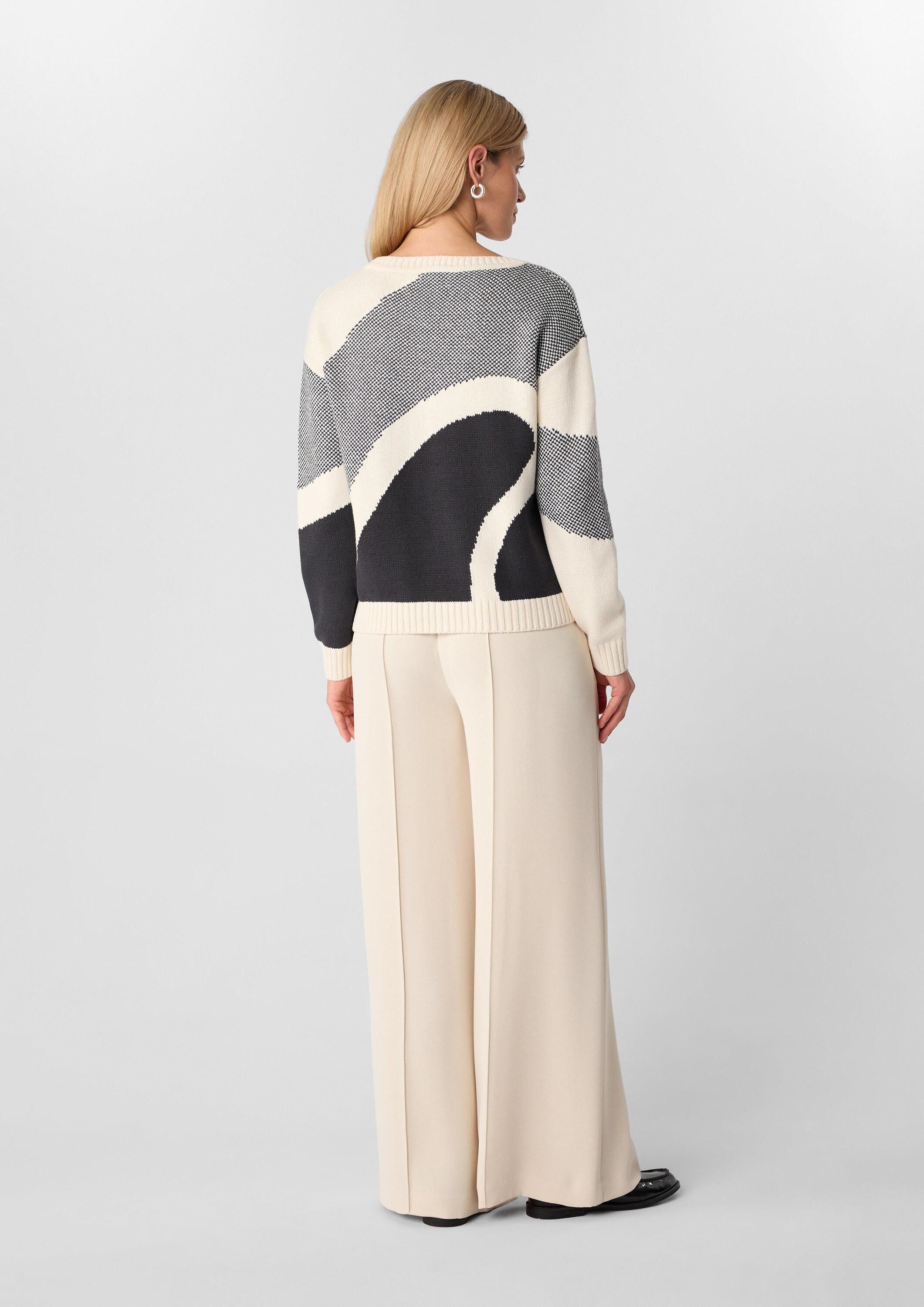 comma Longpullover Strickpullover Pullover mit Intarsienmuster