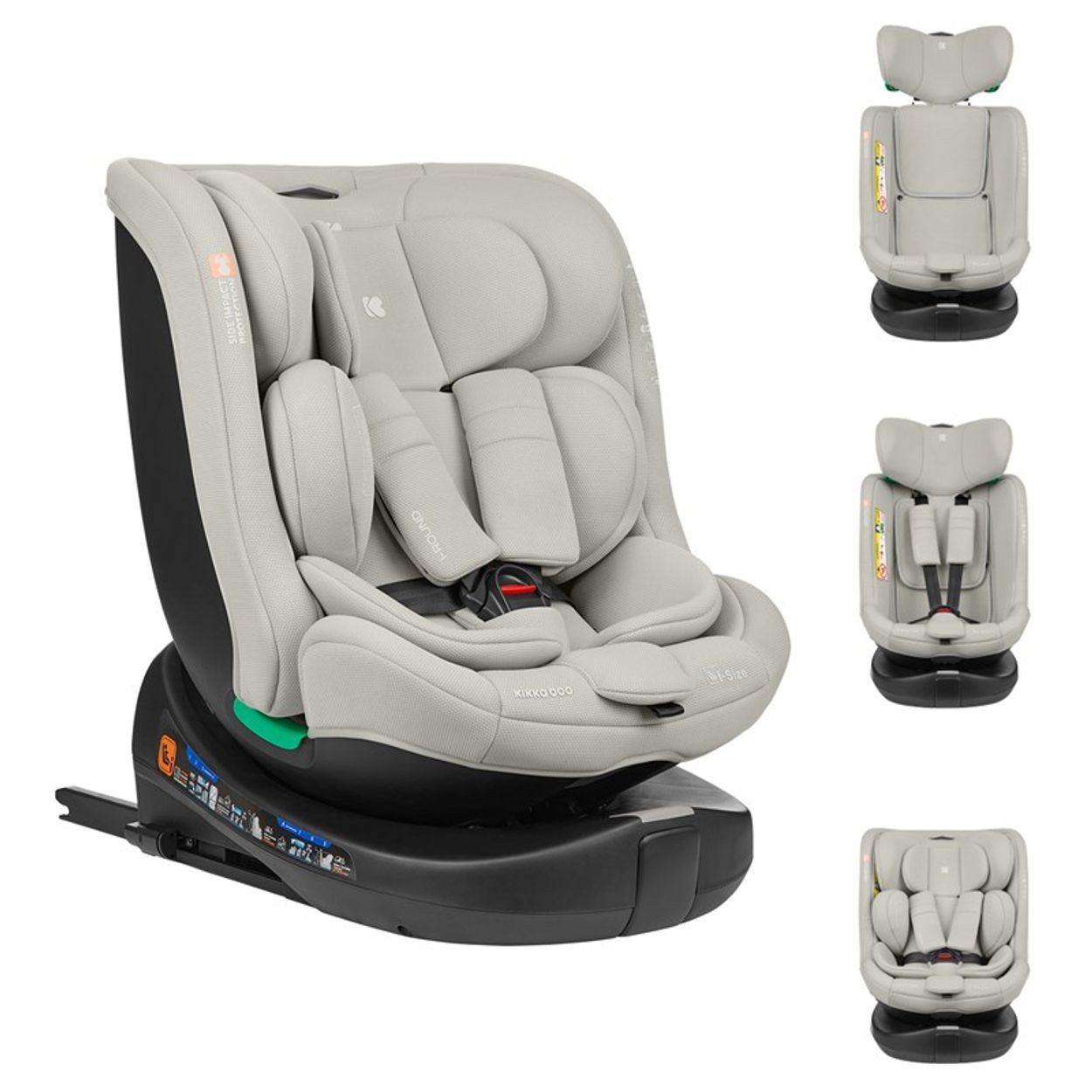 Kikka Boo Autokindersitz Kindersitz i-Round i-Size, ab: 0, bis: 12, (40-150cm) Isofix, 360-Grad-Drehung, Gurt