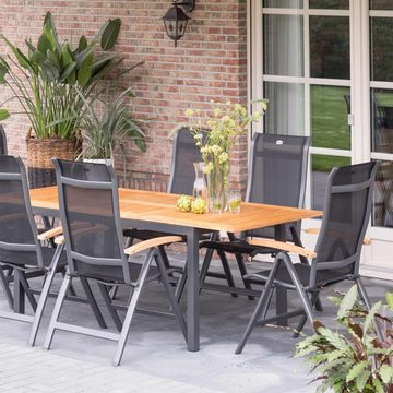 Hartman Gartentisch SOUTH-WALES, XERIX/NATUR, Alu/FSC-Teak, 150/210x90 cm, Synchronauszug, Esstisch für bis zu 6-8 Personen, belastbar bis ca. 75 kg