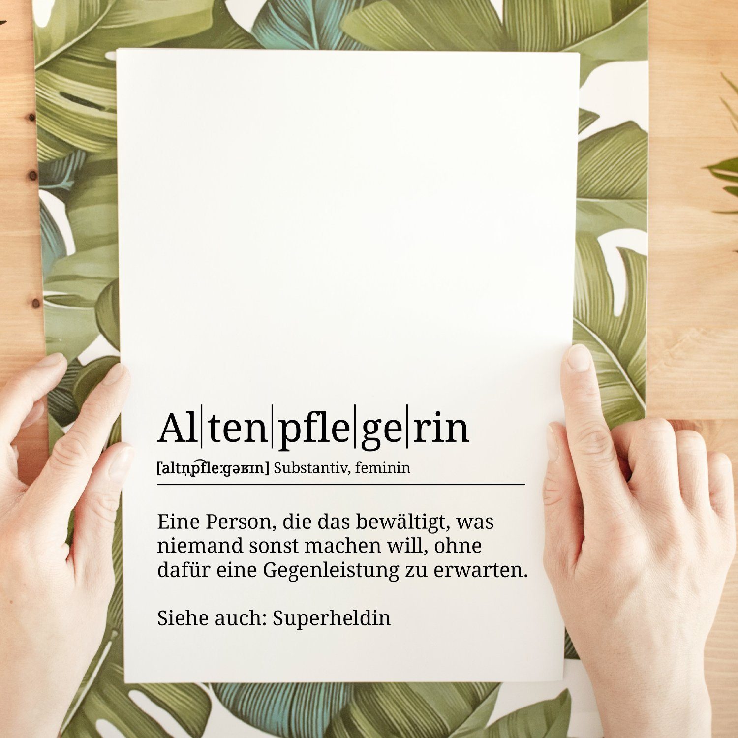 Tigerlino Poster Altenpflegerin Definition Wandbild Mitarbeiterin Geschenk