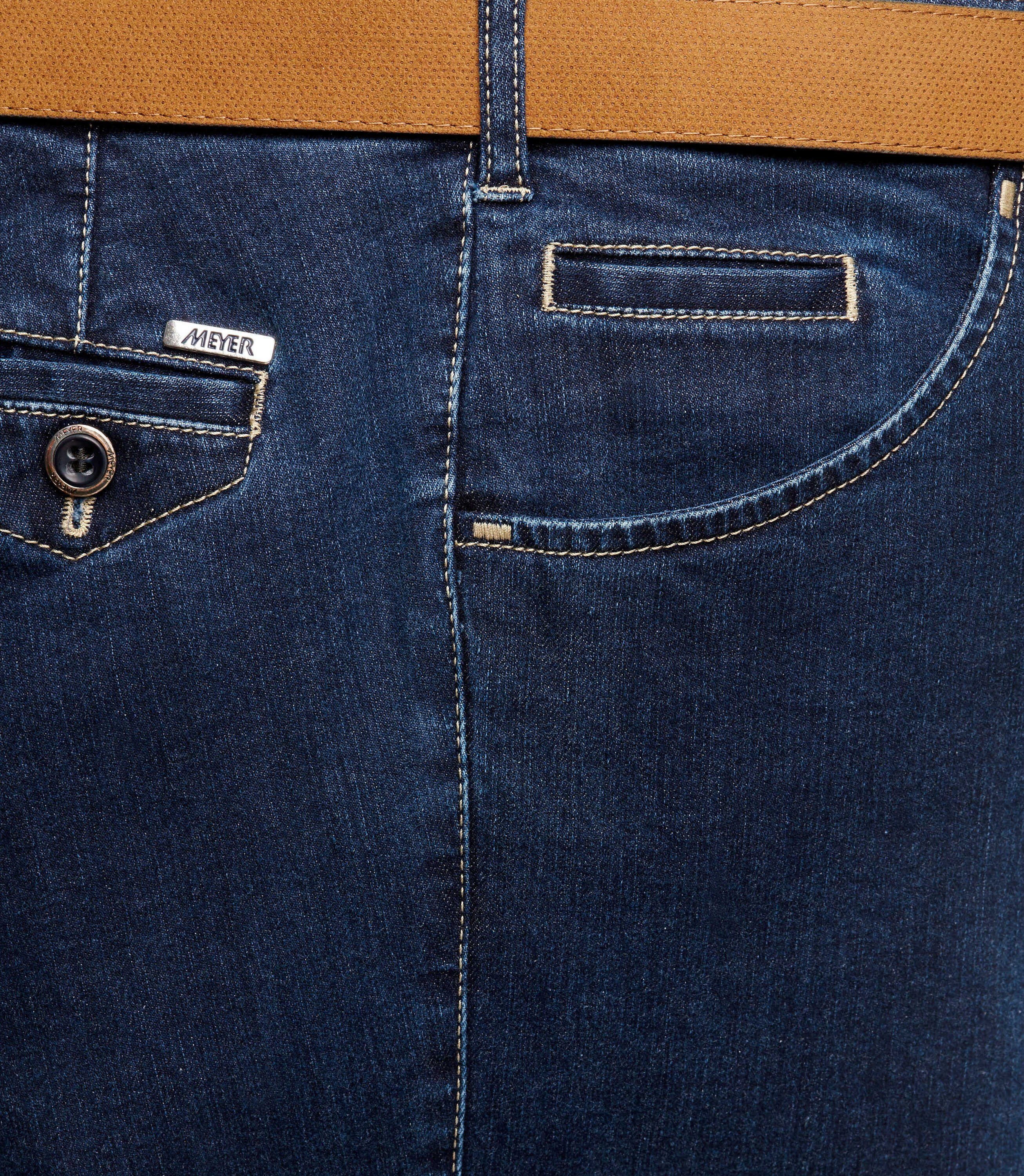 Chino MEYER Dublin blau Stretch-Dehnbund mit Slim-fit-Jeans