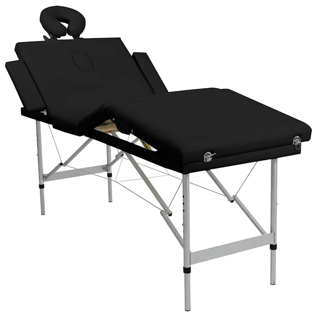 vidaXL Massageliege Massageliege Klappbar 4-Zonen mit Aluminiumgestell Schwarz