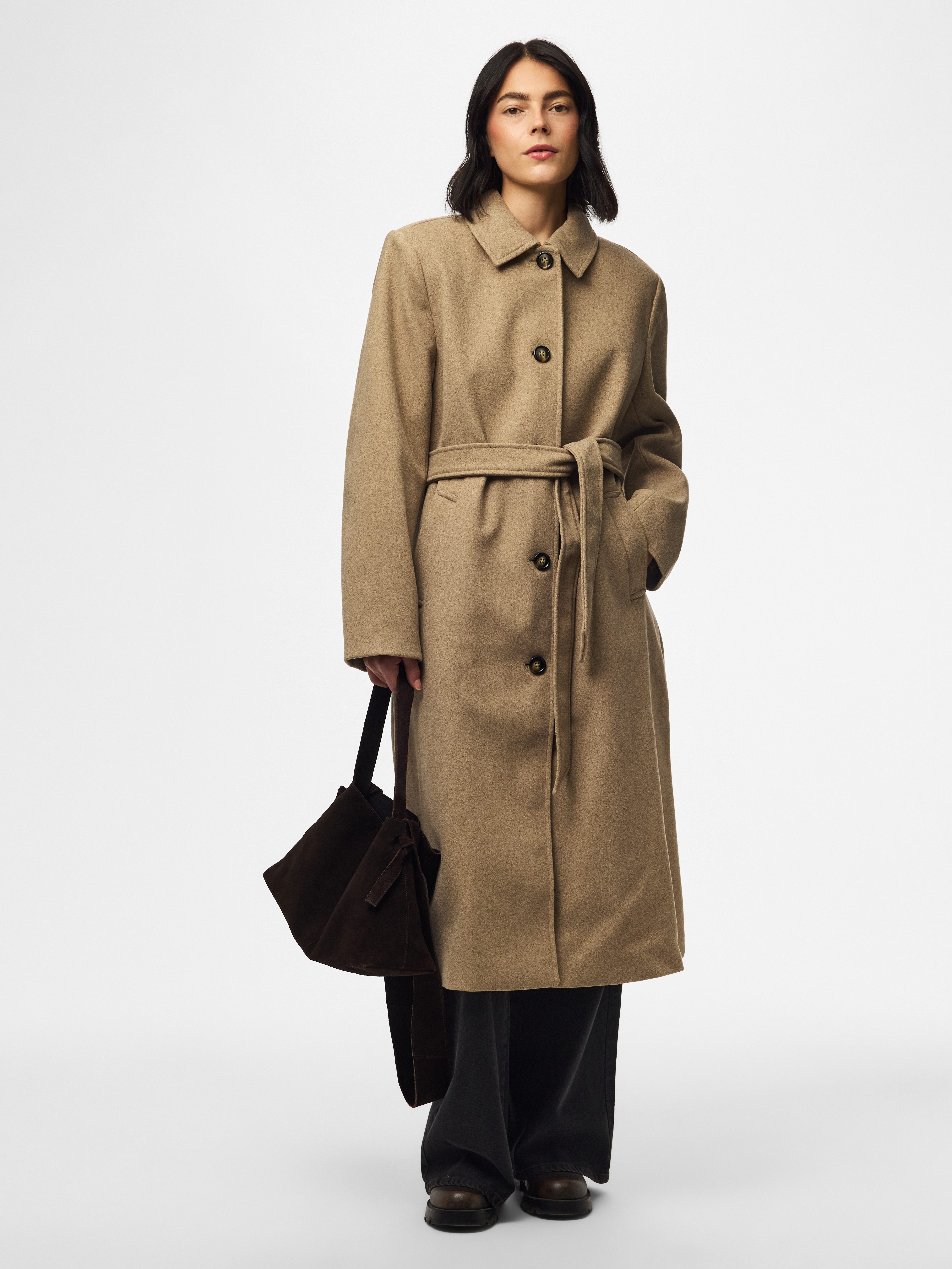 pieces Langmantel PCAYA LONG COAT NOOS BC Kunstfaser