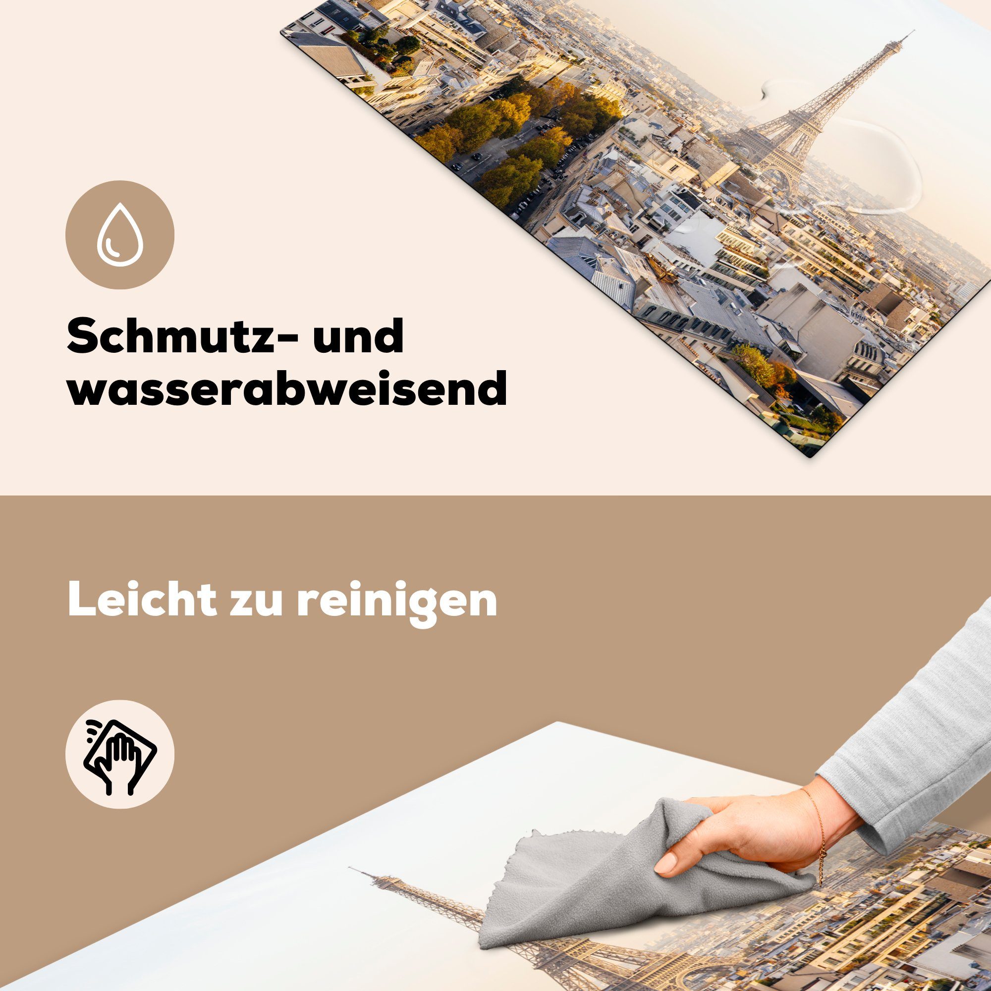 MuchoWow Herdblende-/Abdeckplatte Eiffelturm 81x52 Vinyl, für Himmel, cm, Ceranfeldabdeckung Induktionskochfeld - (1 Paris küche, Schutz tlg), die 