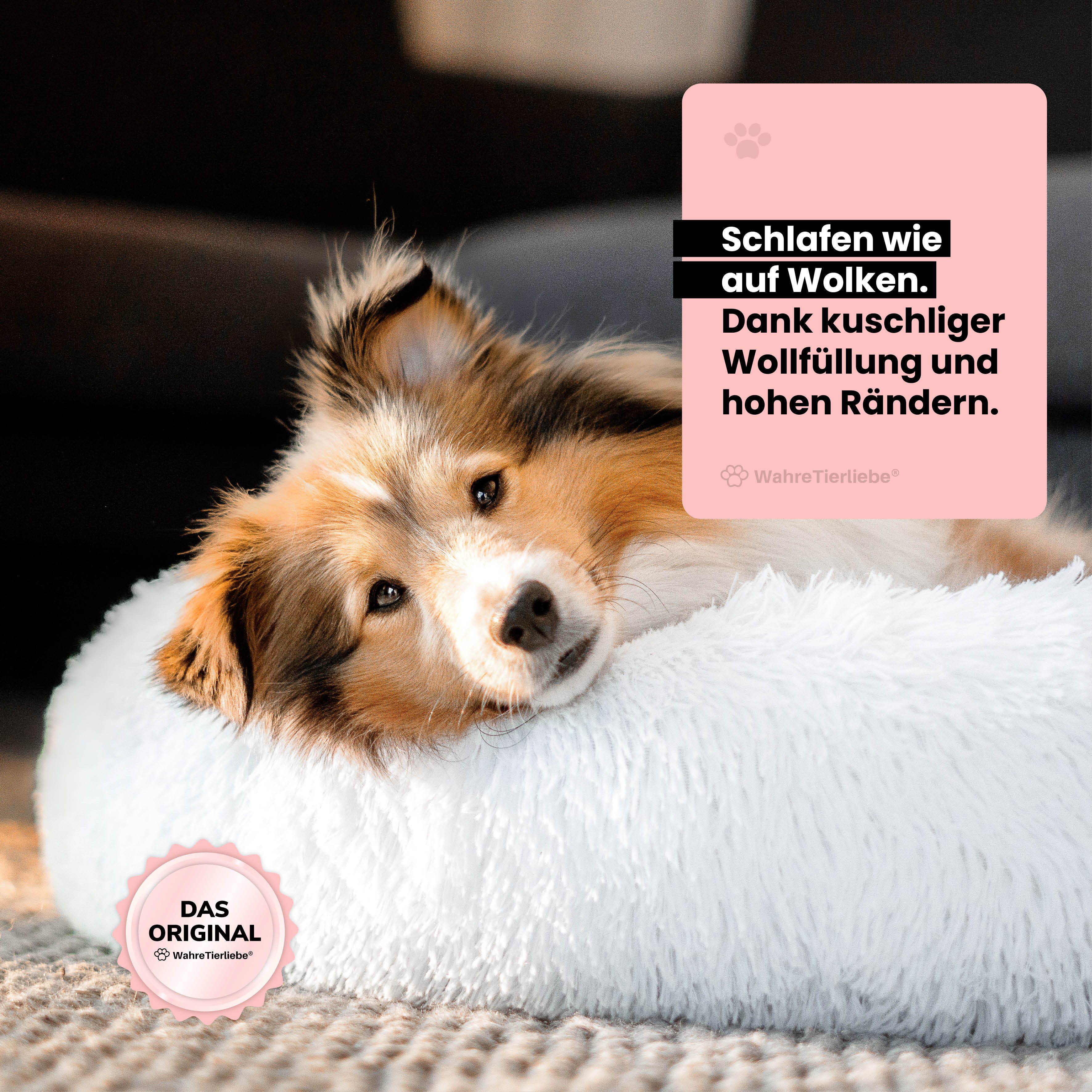 Wahre Tierliebe Tierbett - Flauschiges Hundebett Fluffy Wolke, Deutschlands Original, 100% Polyester, Made in Germany, Verschiedene Größen und Farben, waschbarer Bezug