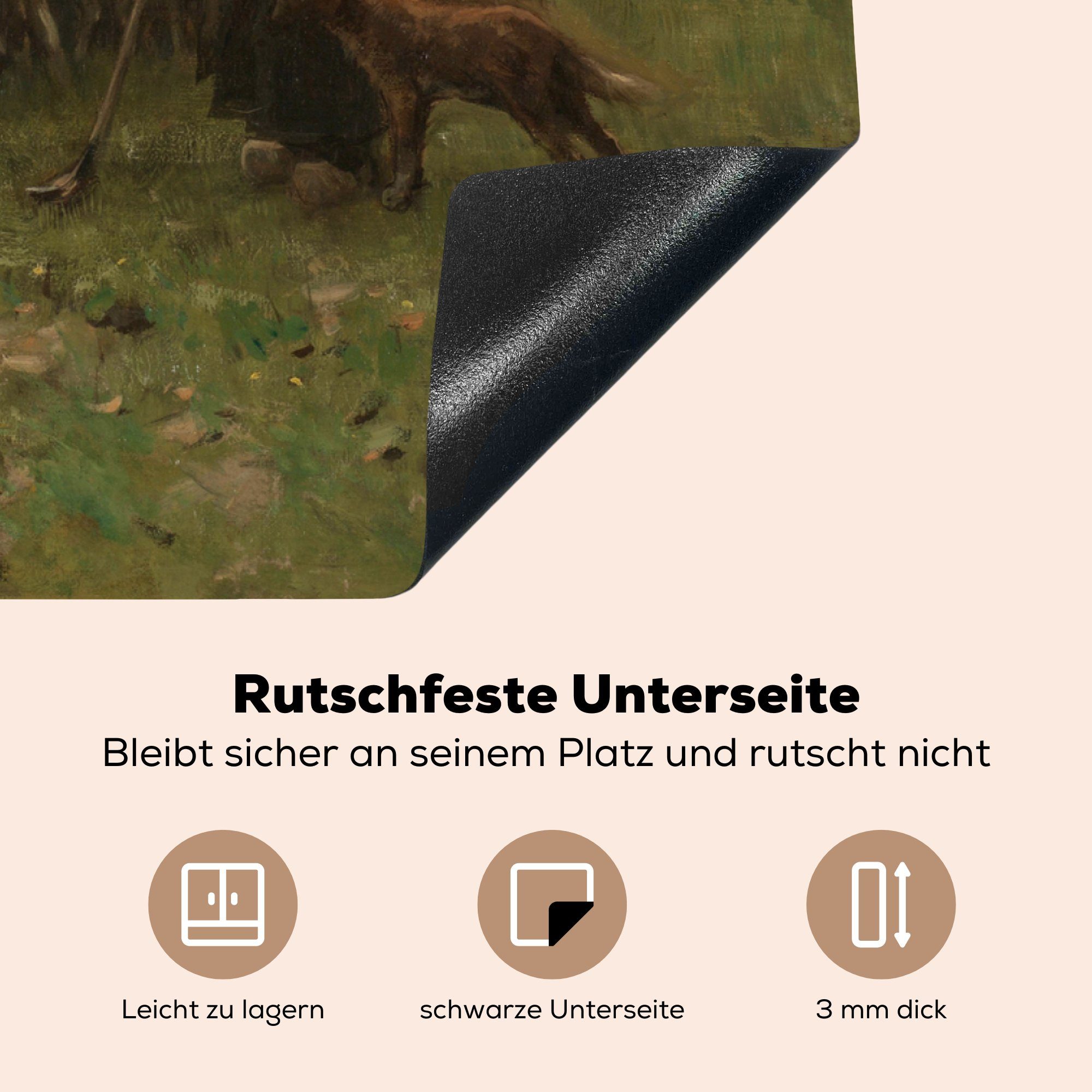 MuchoWow Herdblende-/Abdeckplatte Hirtin mit Schafherde (1 Mauve, tlg), küche, Schutz Ceranfeldabdeckung cm, Anton Induktionskochfeld für - die 81x52 Vinyl