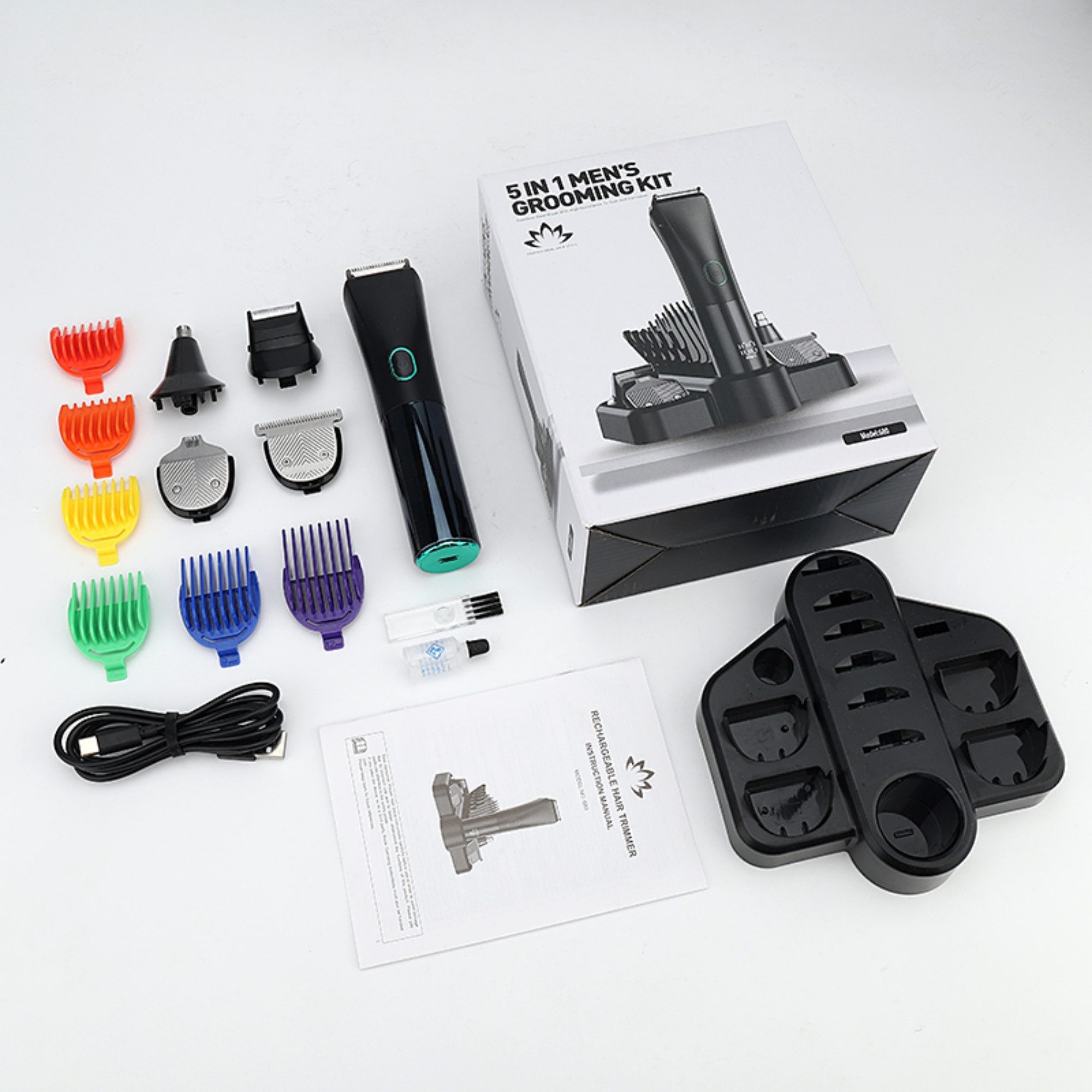 Forrlite Haarschneider Haarschneidemaschine Set Profi Haarschneider Herren, 5 in 1 Präzisionstrimmer Barttrimmer,Bartschneider Rasierer Herren, T-förmiger Trimmer Nasenhaartrimmer Körperhaartrimmer