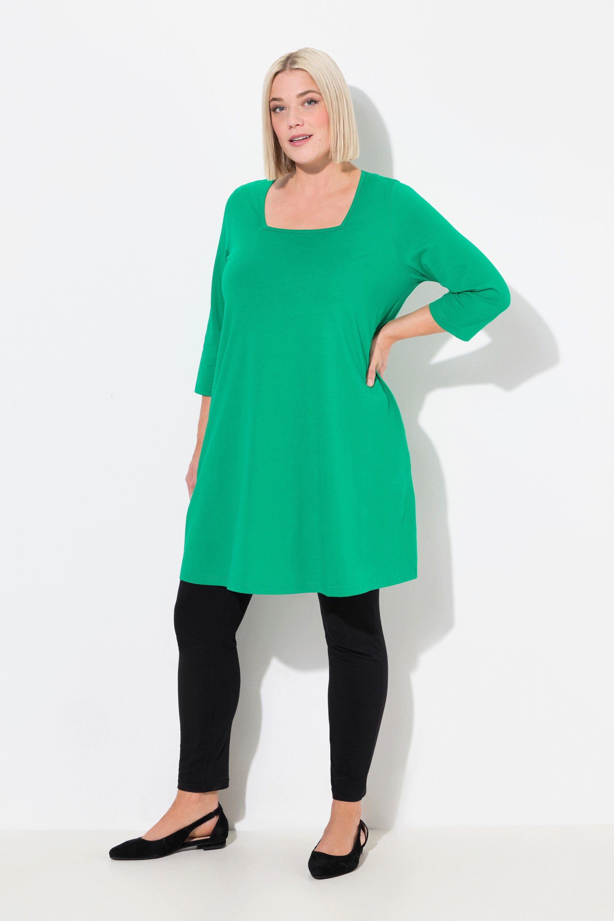Ulla Popken Longshirt Longshirt A-Linie Carré-Ausschnitt günstig online kaufen