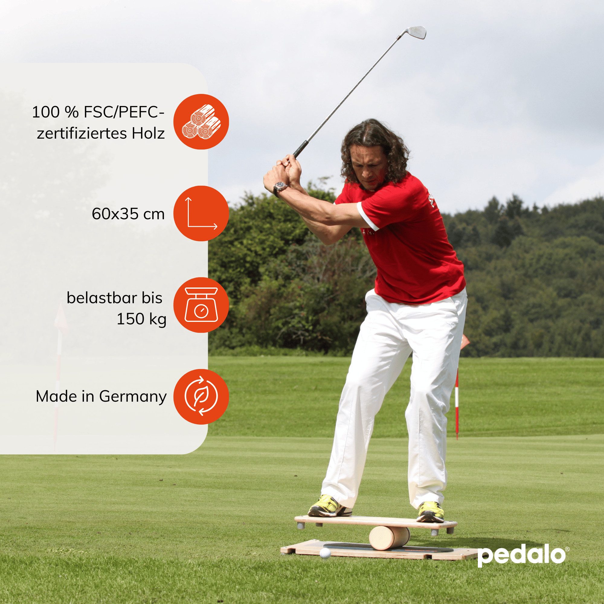 pedalo® Balanceboard Rola-Bola Sport I Ganzkörpertraining I Koordination I Gleichgewicht, 150 kg belastbar, Rasterbohrung für Zubehör