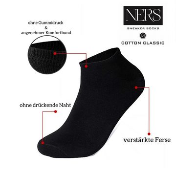 NERS Sneakersocken 10 Paar für Damen und Herren aus gekämmter Baumwolle, ohne Naht (10-Paar, 10 Paar) mit Komfortbund, ALLTAG & SPORT