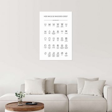 Posterlounge Wandfolie Typobox, Wasch- & Pflegesymbole (niederländisch), Badezimmer Grafikdesign