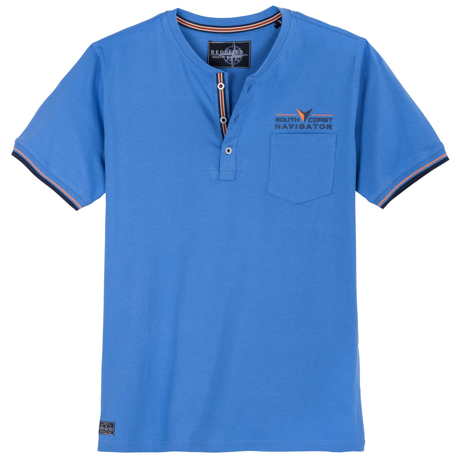 redfield Rundhalsshirt Redfield Übergrößen Henley-T-Shirt blau günstig online kaufen