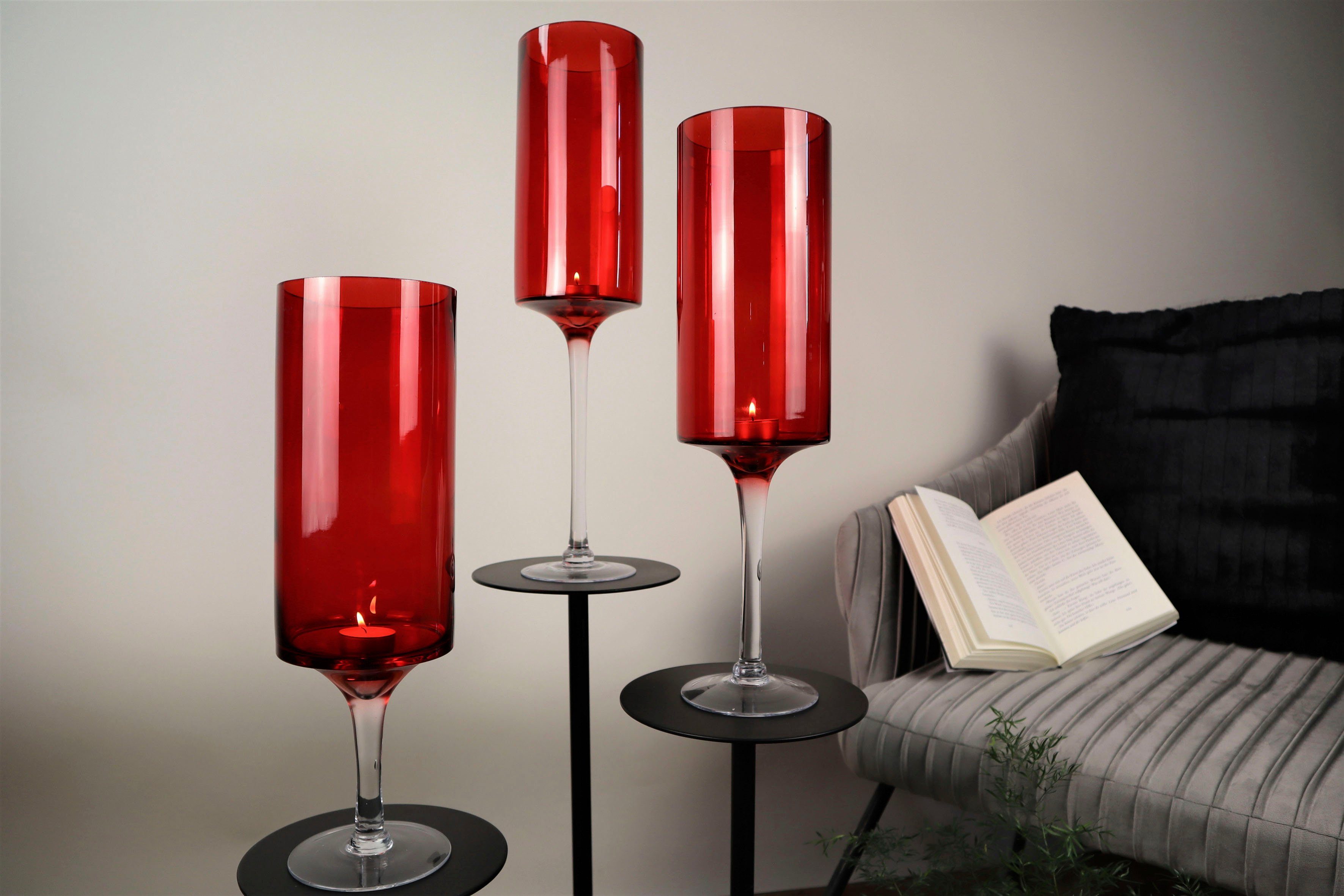 Glas, Kerzenhalter 12 AM (1 cm Ø aus St), Design Windlicht ca. Stumpenkerzenhalter