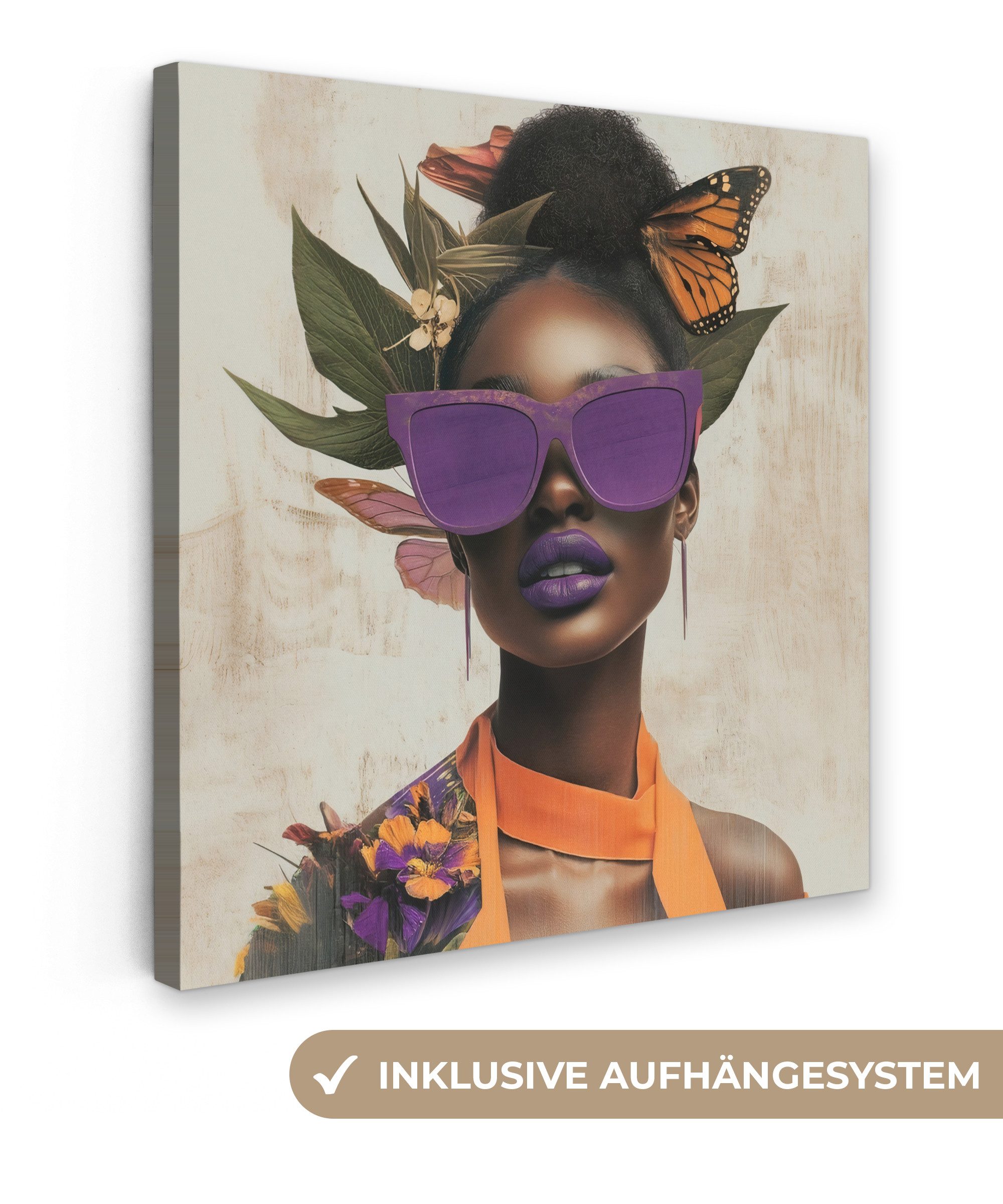 OneMillionCanvasses® Leinwandbild Frau - Sonnenbrille - günstig online kaufen
