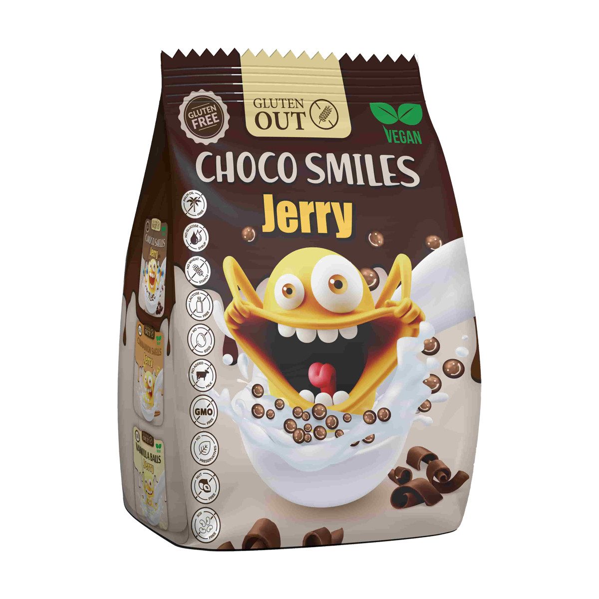 Nerano Cerealien, Nerano Choco Smiles Jerry Frühstücksgetreide Glutenfrei Vegan 375g