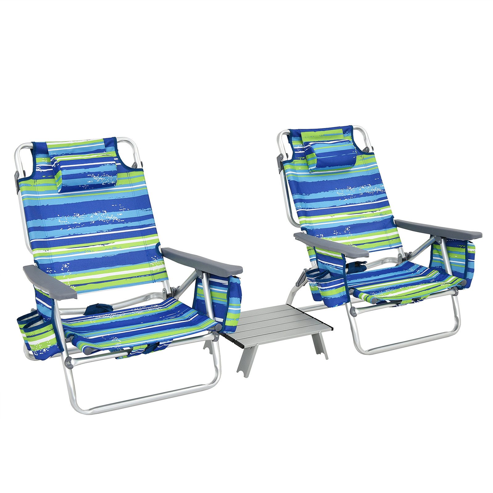 COSTWAY Campingstuhl Strandstühle mit Tisch (3 günstig online kaufen