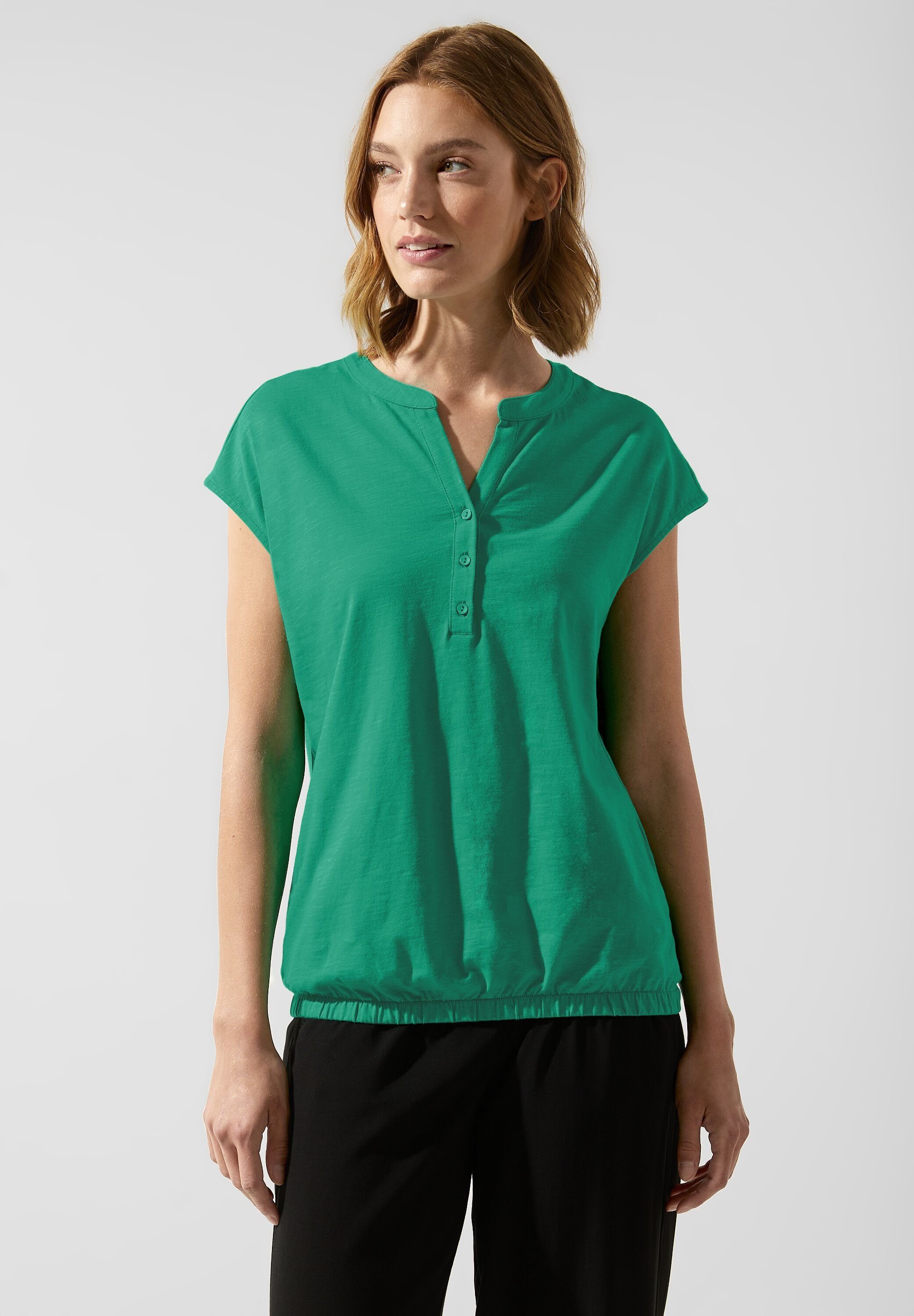 Unifarbe cameo T-Shirt dark STREET ONE in green