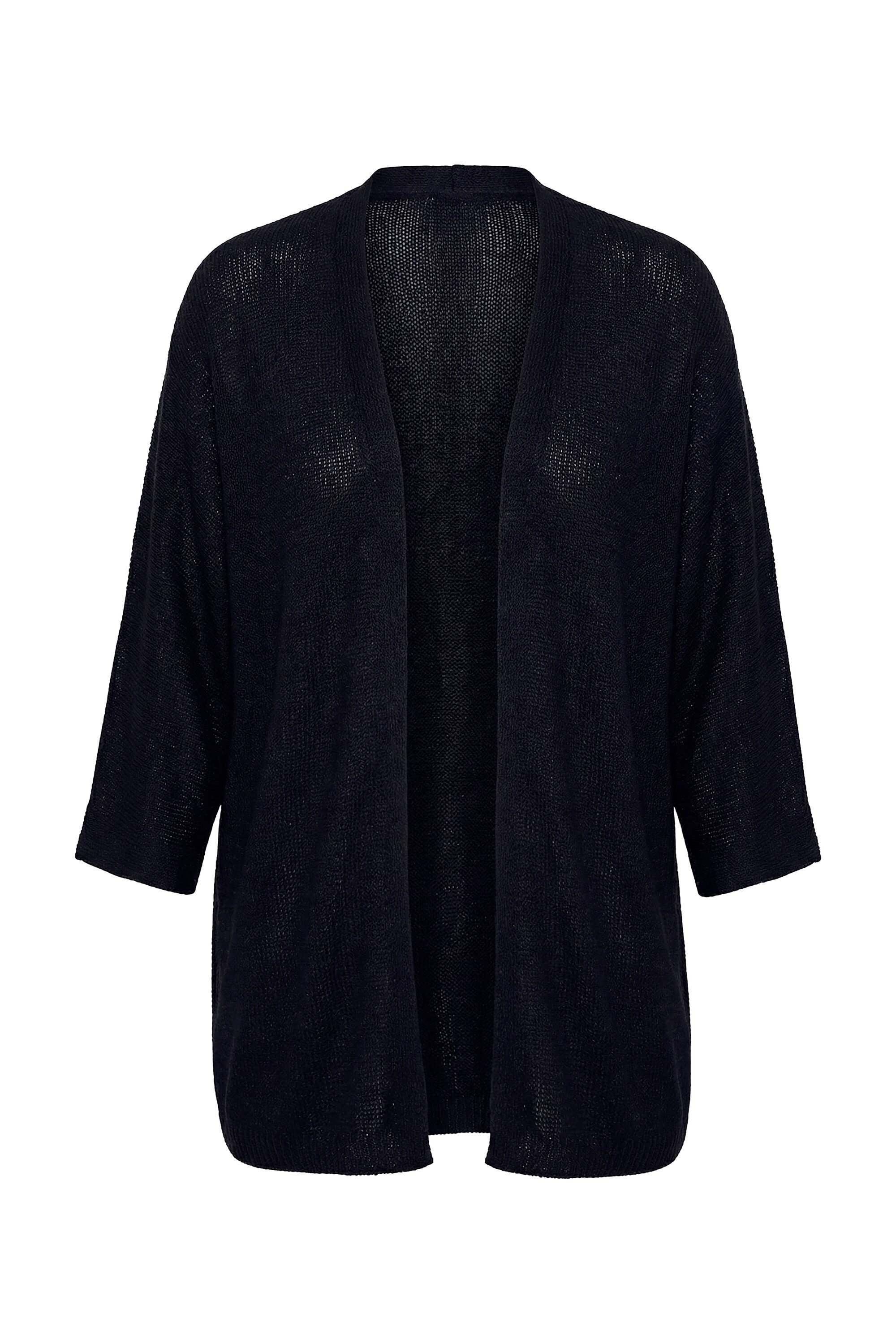 MIAMODA Strickjacke Strickjacke offene Passform 3/4-Fledermaus-Ärmel