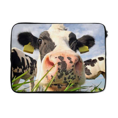 MuchoWow Laptop-Hülle Kuh - Bauernhof - Gras - Tiere 13.3 Zoll, Laptopsleeve, weiches Innenfutter zum Schutz Kratzern, Laptoptasche