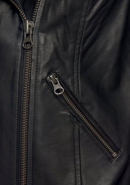 LASCANA Lederimitatjacke mit Bikerdetails, kurze Bikerjacke, figurbetont