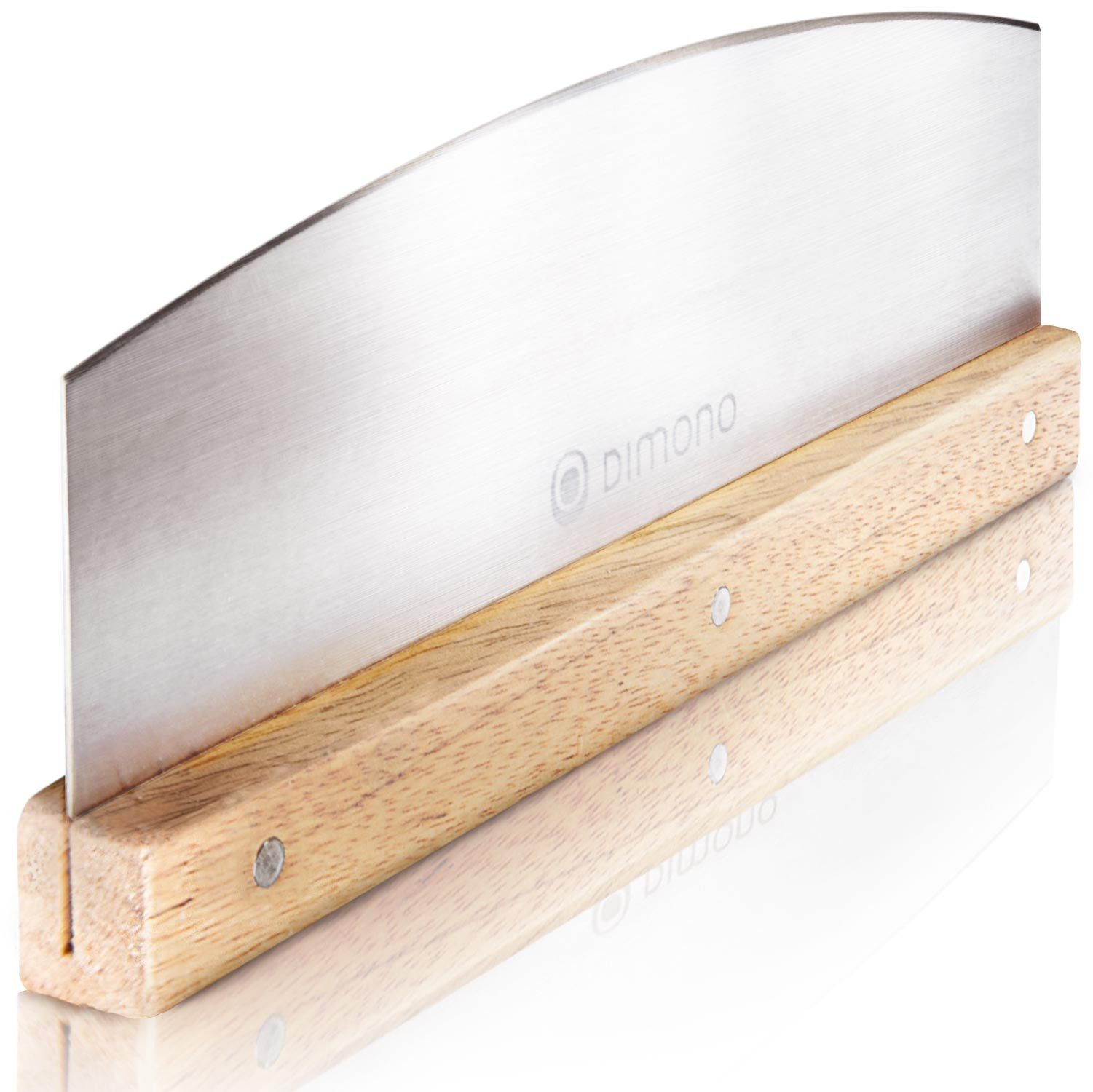 Dimono Pizzamesser DIMONO Profi Pizzamesser mit Holzgriff – Edelstahl Pizzaschneider Kräuter-Schneider Cutter mit Holz-Griff