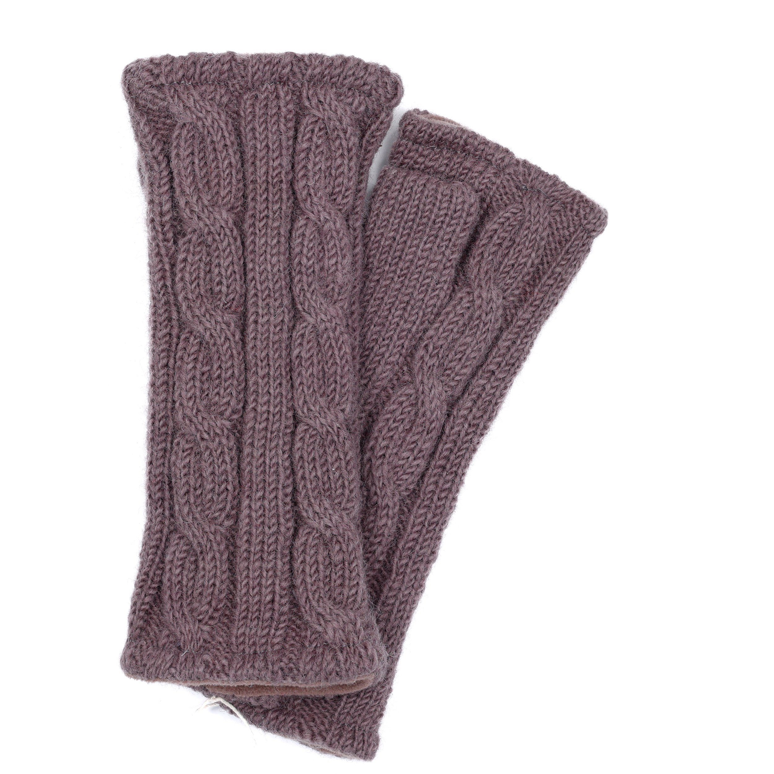 McRon Armstulpen Pulswärmer Modell Emily im Zopfmuster gestrickt, mit hohem Schurwoll-Anteil