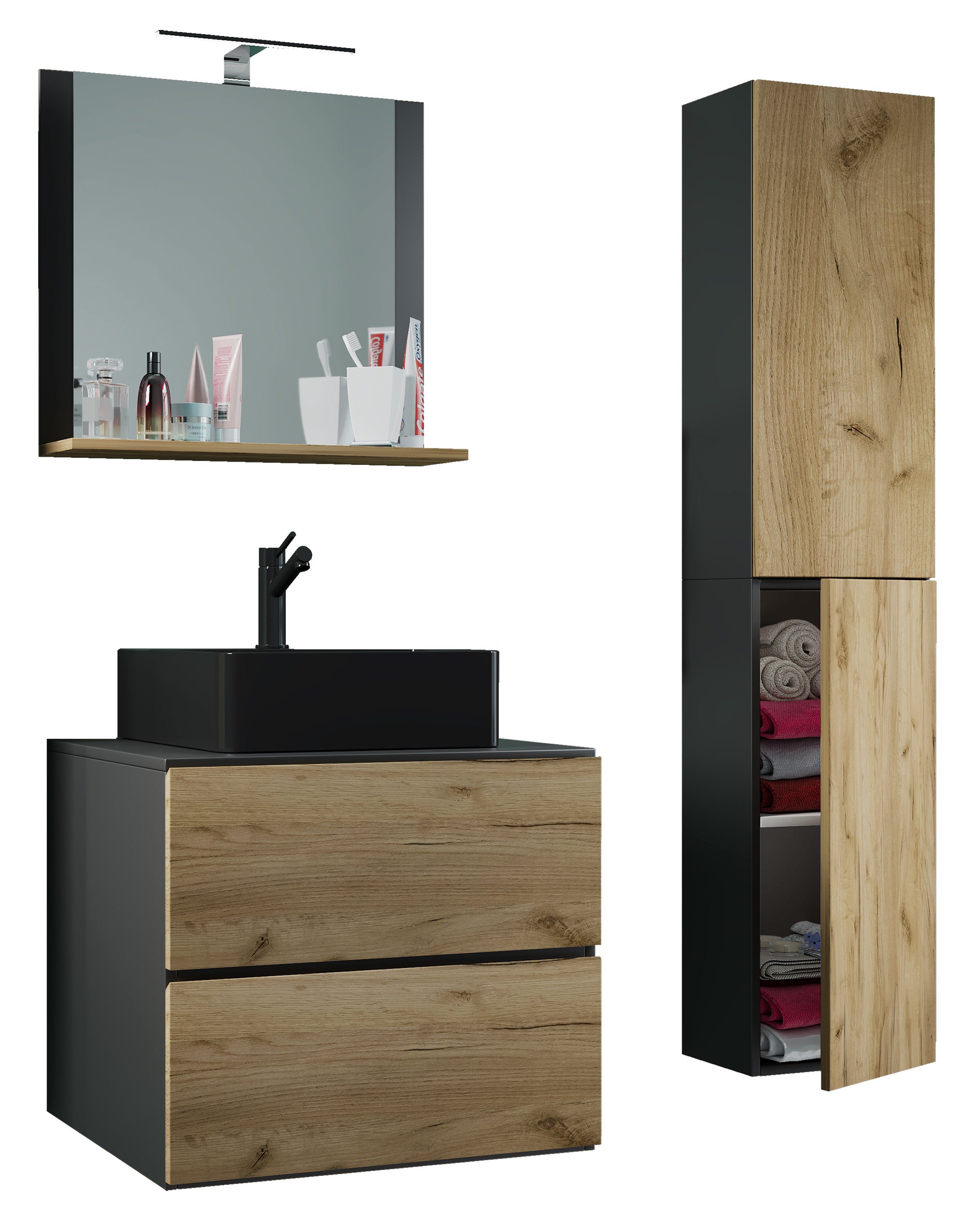 VCM Waschtisch 4-tlg Waschtisch Badmöbel Lendas 60 cm L Schublade