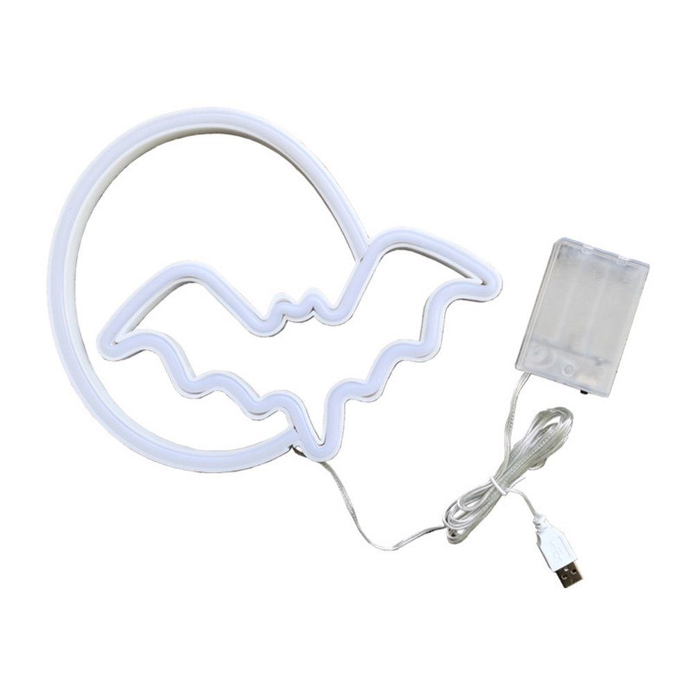 Halloween LED Lichter, Schlafzimmer Party Wanddekoration USB/Batterie, Rosnek Neonschild Dekolicht Bar, Fledermaus, für