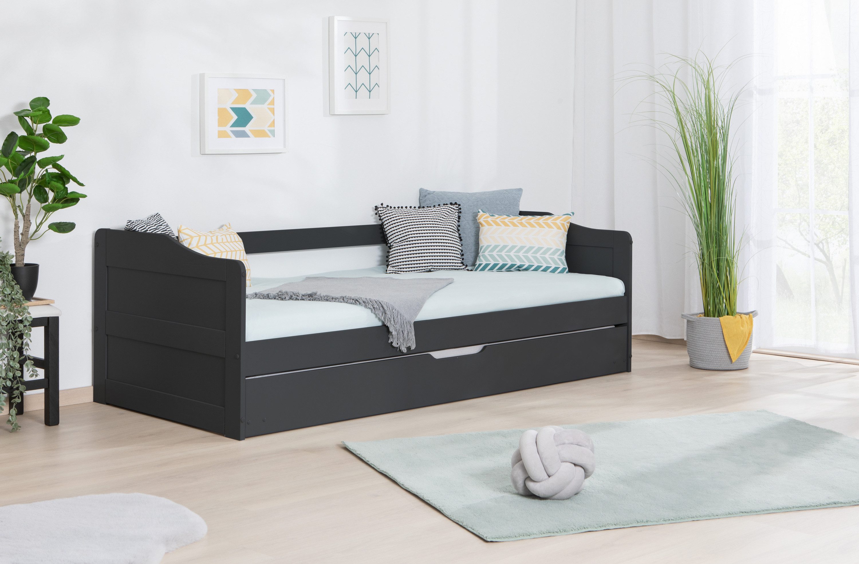 Ticaa Bettgestell Sofabett Funktionsbett Gästebett mit Auszug