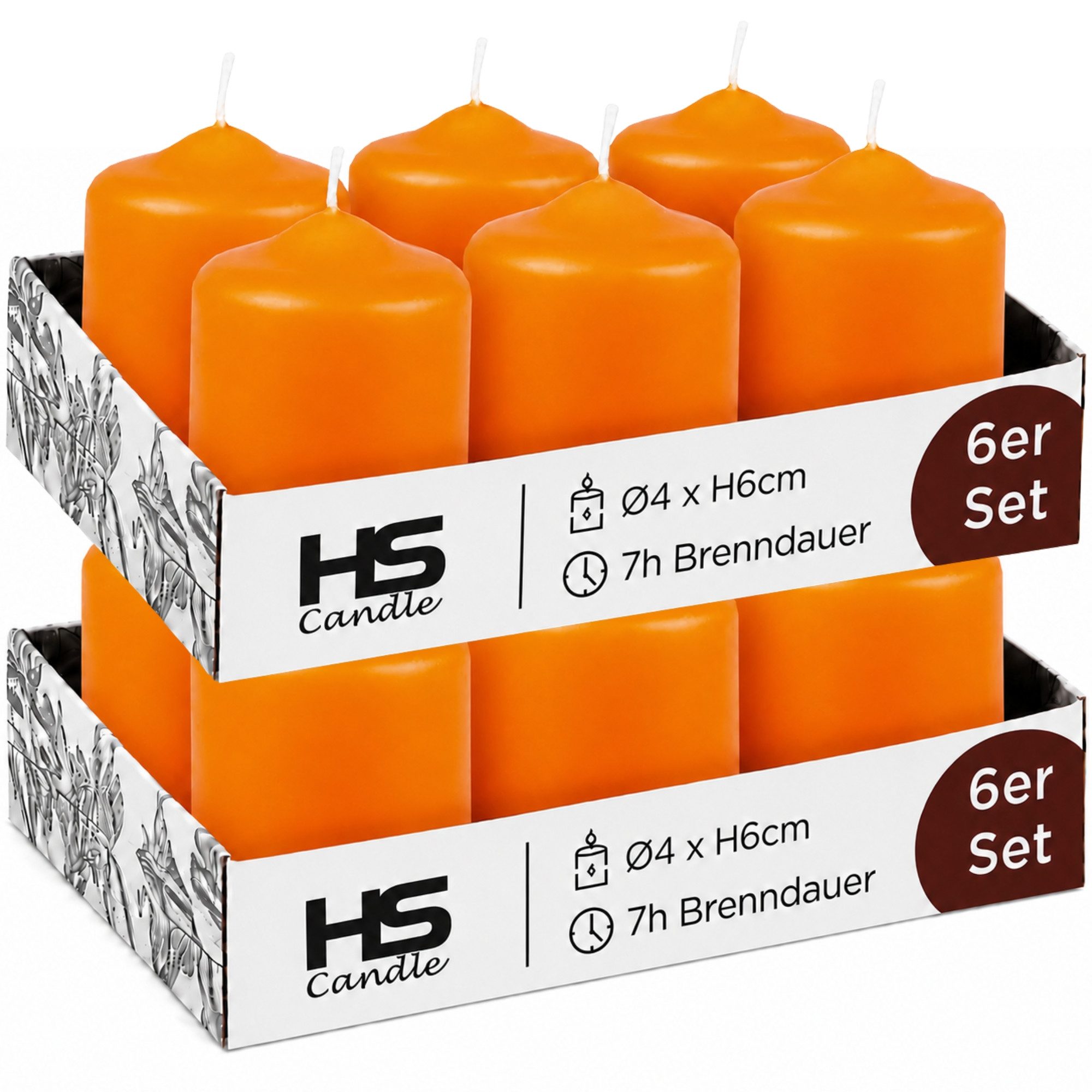 HS Candle Stumpenkerze kompakt (12-tlg., Dekolicht), Ø4xH6 cm Teelichtgröße, bis zu 7h Brenndauer je Kerze, Wachsmischung
