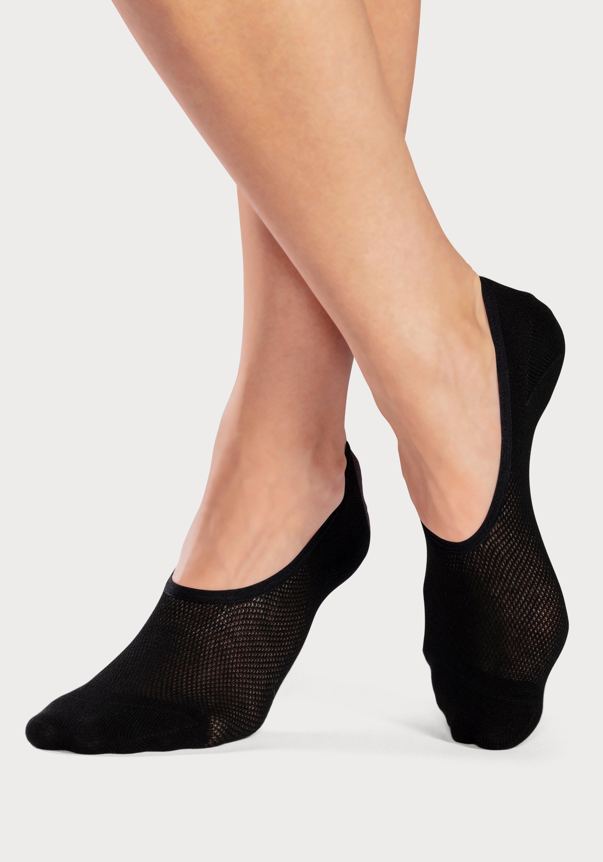 LASCANA ACTIVE Füßlinge Damen Ballerina Socken Rutschfest, Atmungsaktiv (Packung, 3-Paar, No Show) mit Pikee Struktur unsichtbare Sneaker Socken