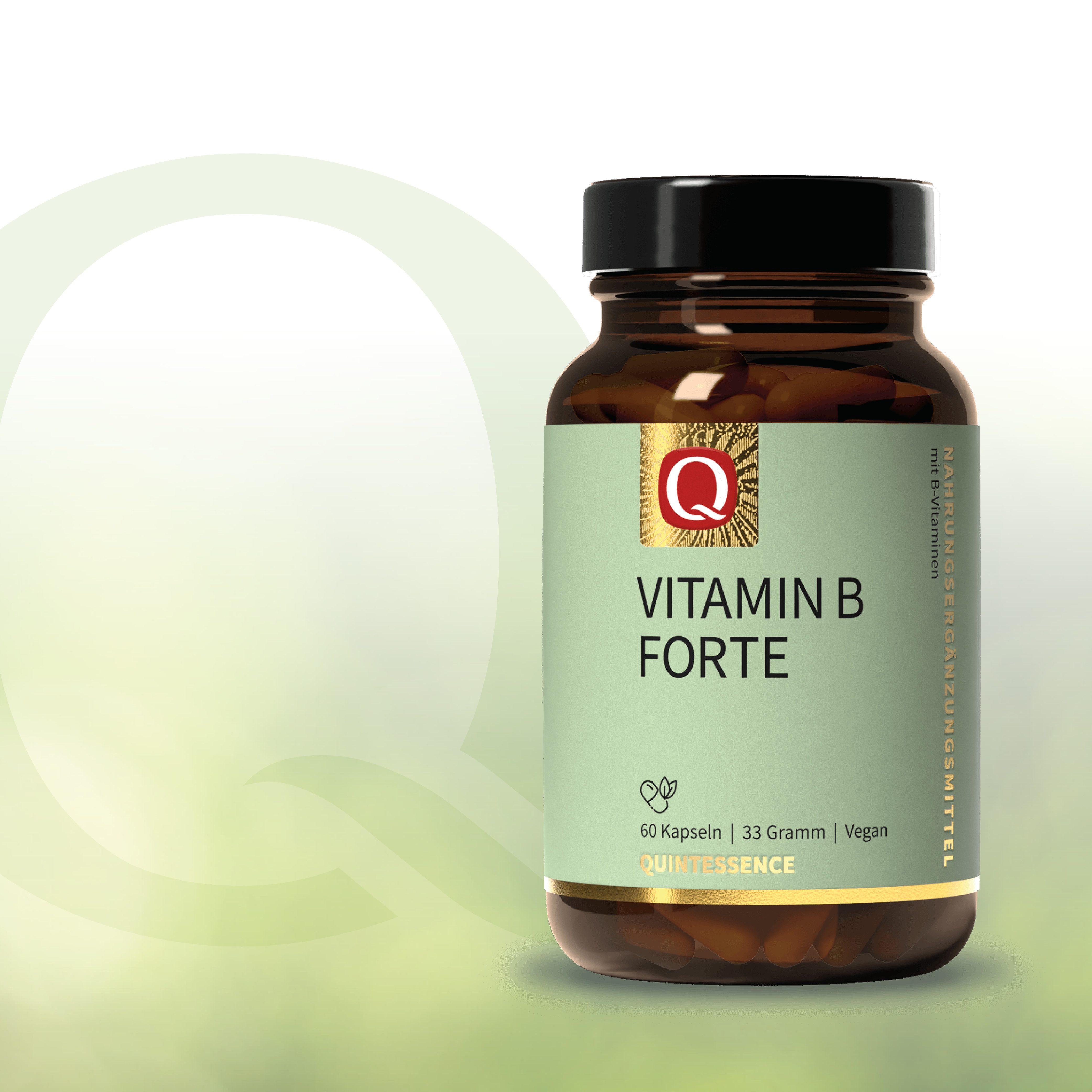 Quintessence Vitamin B Forte - Mit aktivem B2, B6, B9 und B12 - Hochdosierte 60 Kapseln, 33 g