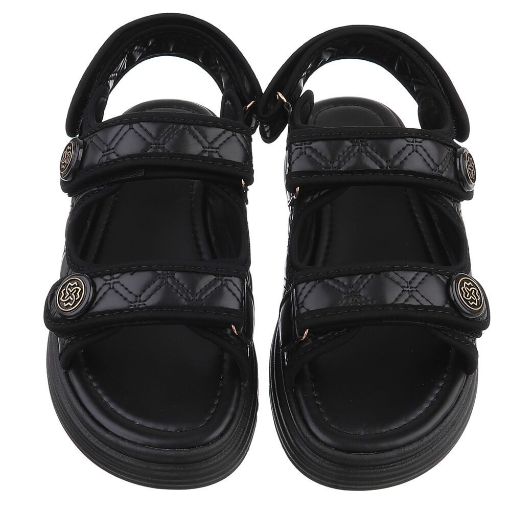 Ital-Design Komfortable Sandalen mit verstellbaren Riemen Riemchensandalette (89322994) Flach Plateausandaletten in Schwarz