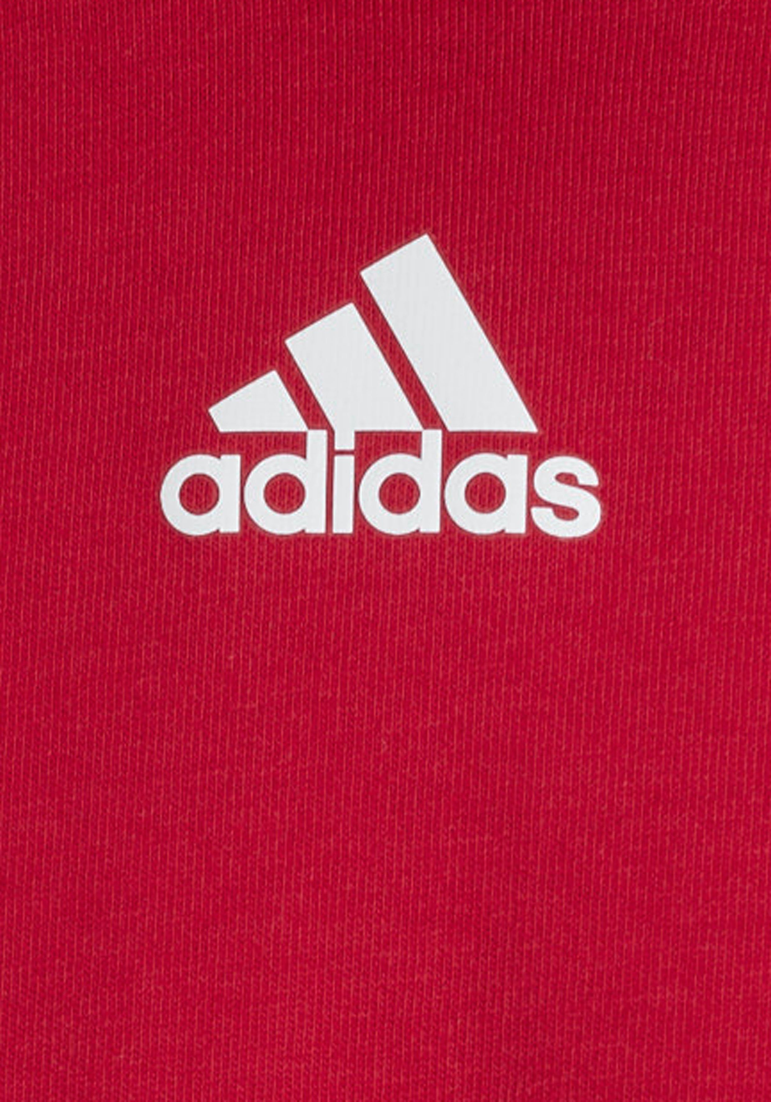 adidas Sportswear T-Shirt COLORBLOCK REGULAR / Better Black Scarlet FIT / White 3-STREIFEN
