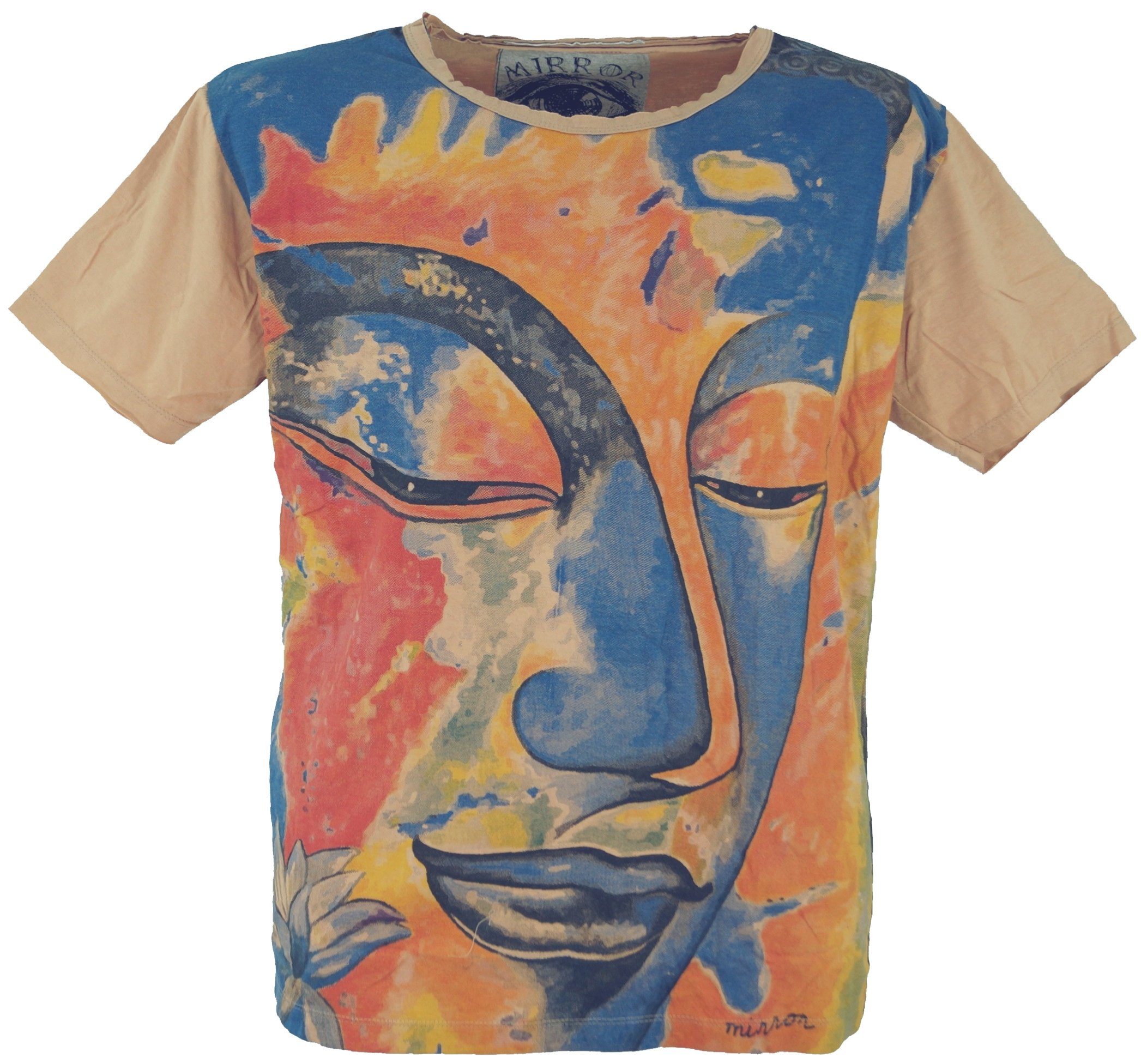 Guru-Shop T-Shirt Mirror T-Shirt - Buddha orange Goa Style, Festival, alternative Bekleidung