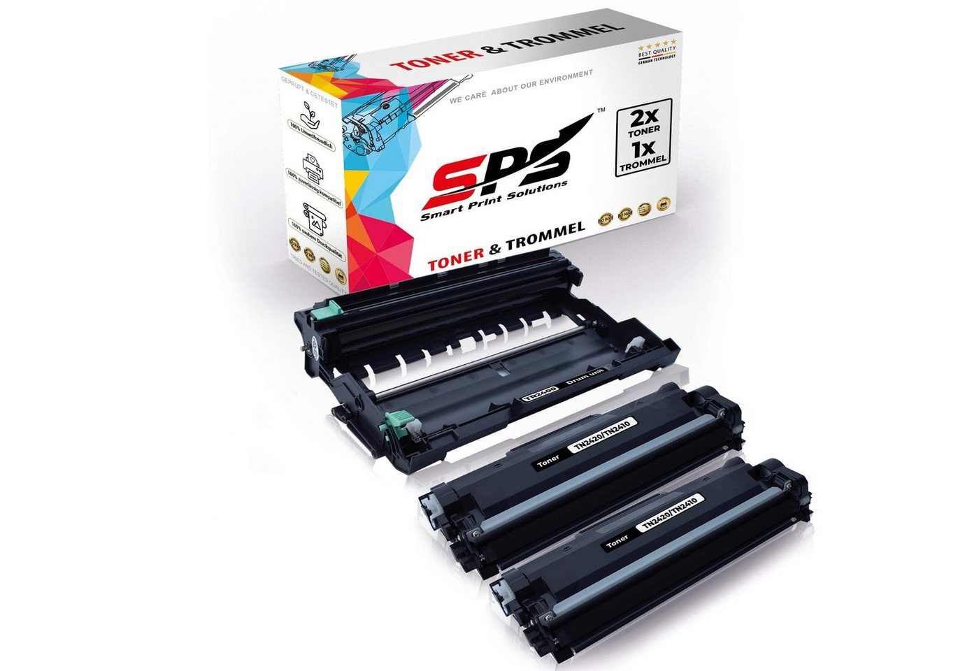 SPS Tonerkartusche 2x TN2410 Toner + 1x DR2400 Trommel kompatibel für Brother MFCL2710DW, (3er Pack)