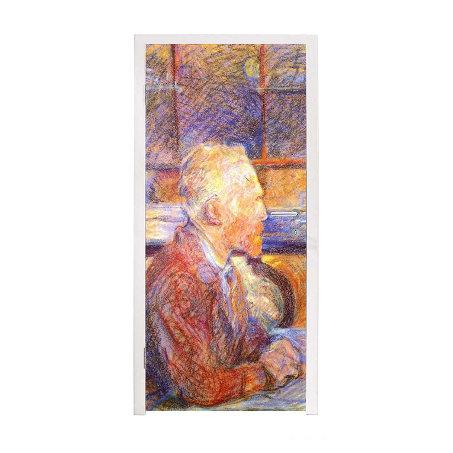 von - St), cm Henri Vincent (1 Porträt Toulouse-Lautrec Tür, für van Türtapete MuchoWow Gogh, de 75x205 Matt, Türaufkleber, bedruckt, Fototapete