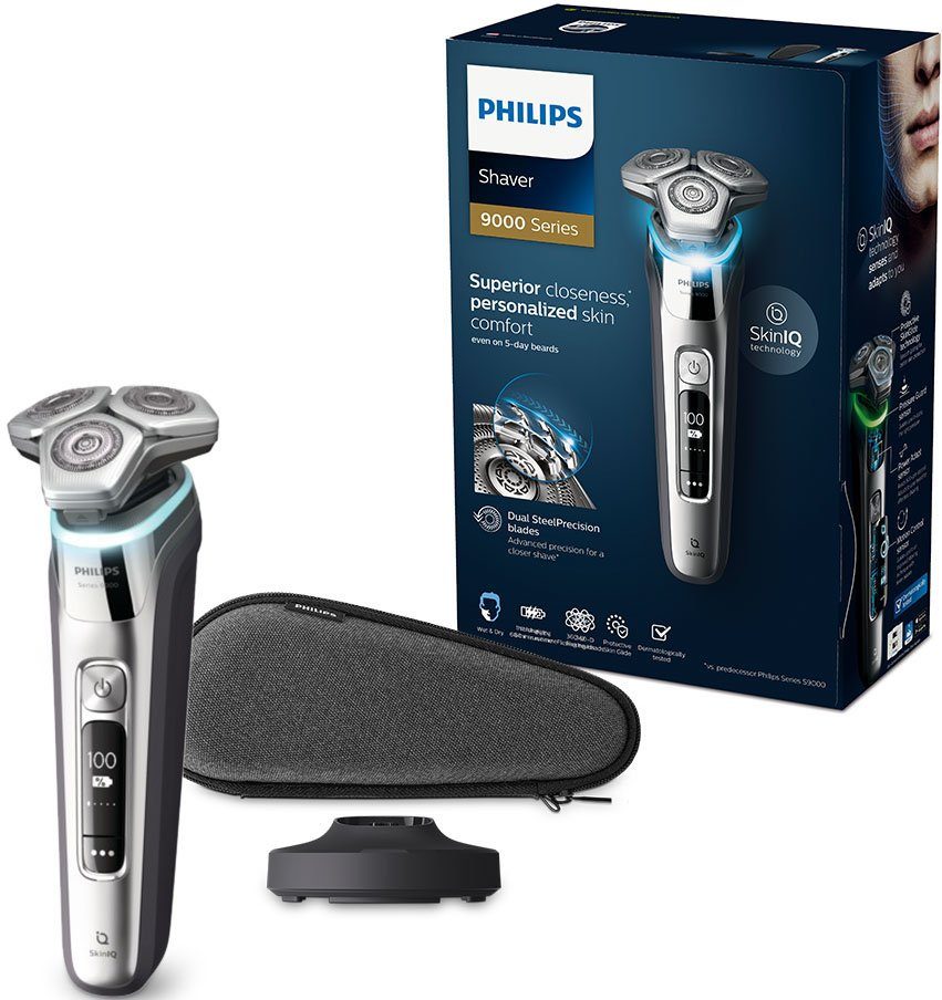 Philips Elektrorasierer Etui inkl. S9985/35, 9000 Shaver series und Skin mit Technologie, IQ Ladestation