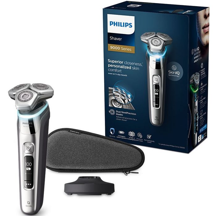 Philips Elektrorasierer Shaver series 9000 S9985/35 Reinigungsstation mit Skin IQ Technologie inkl. Ladestation und Etui