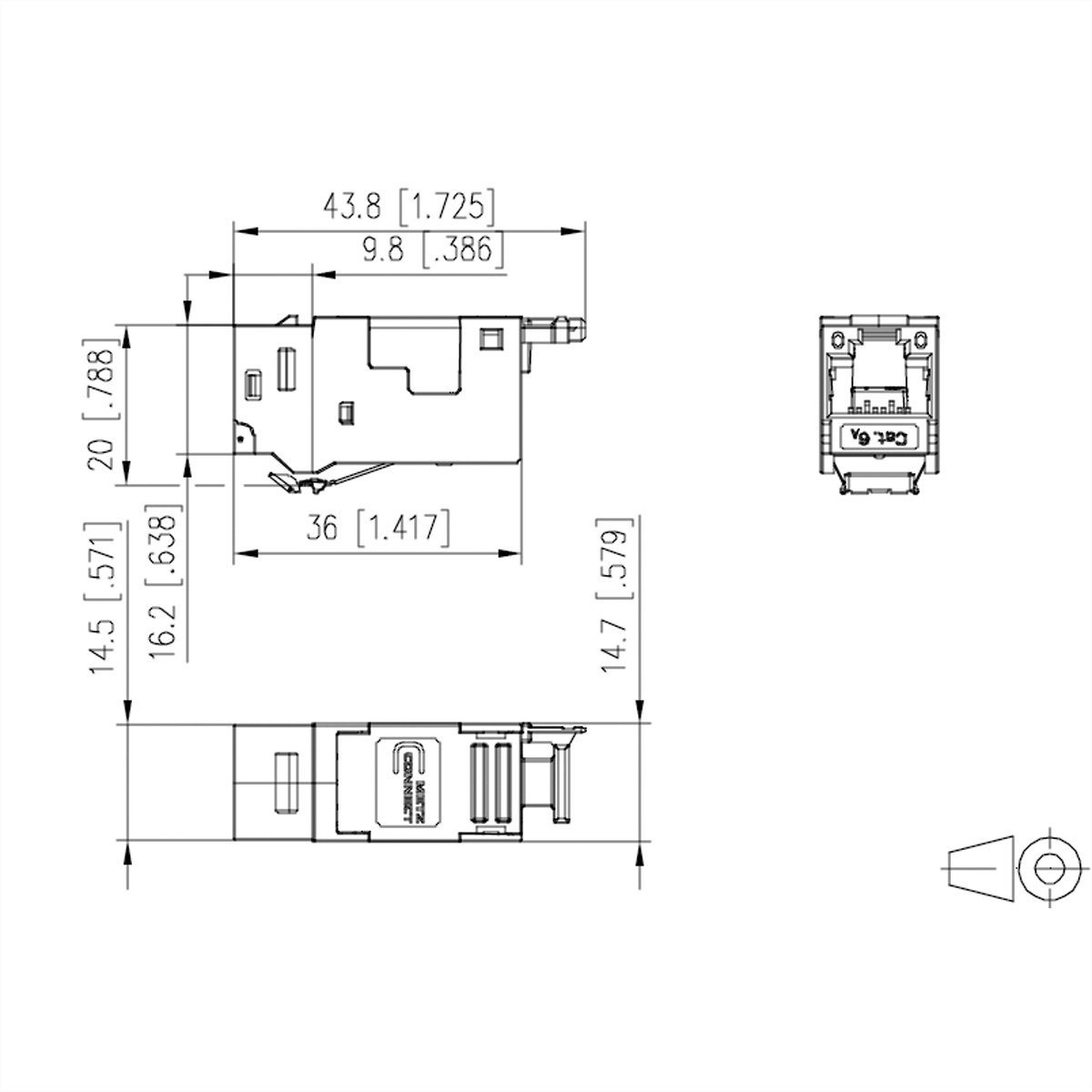 Metz Connect E-DAT modul Cat.6A K Jack - Keystone Netzwerk-Panel (130910KI)